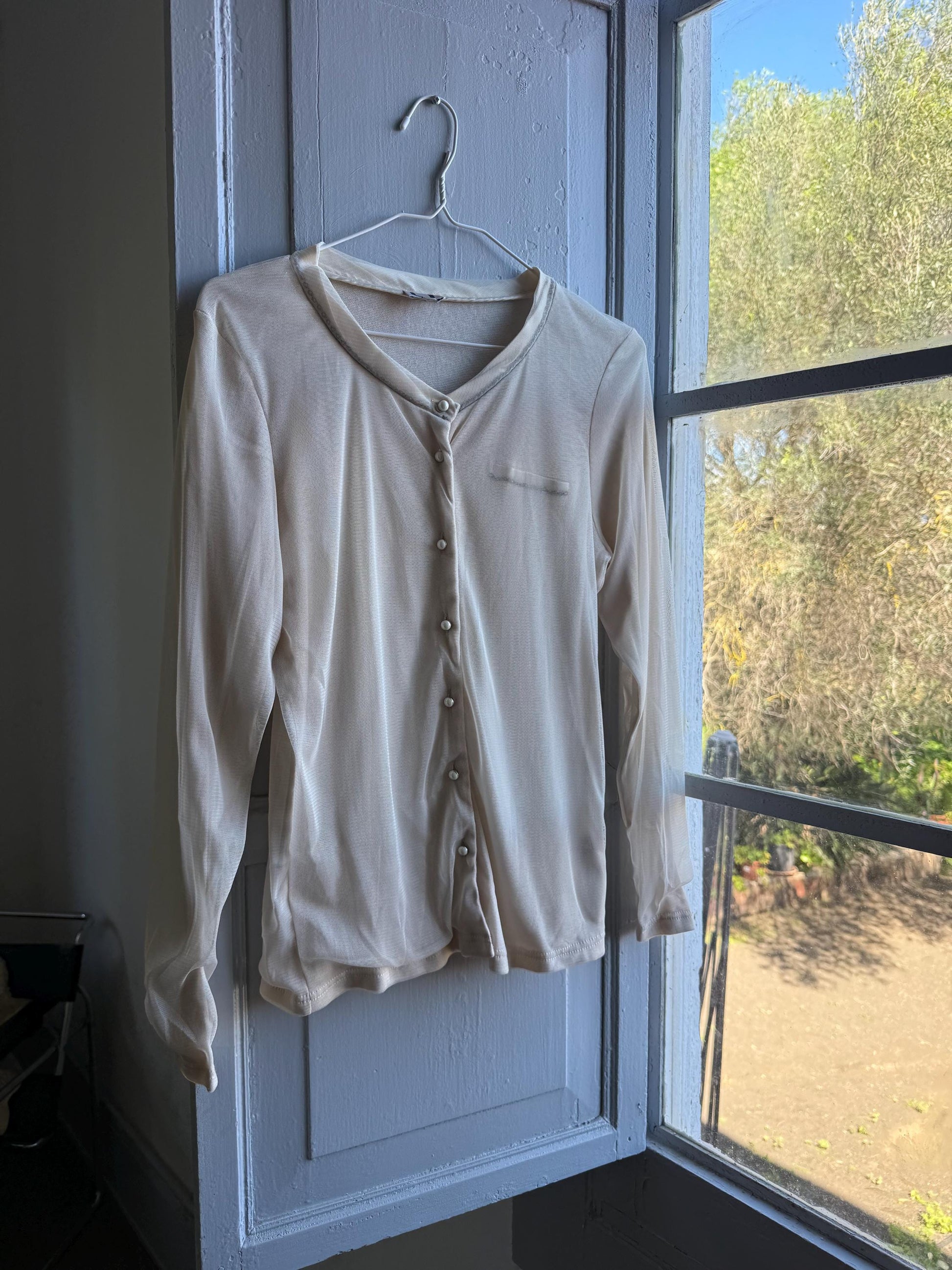 Adolfo Dominguez white blouse, minimalist chic spanish designer wear, L