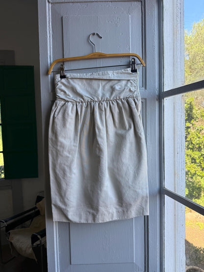Beige High-Waist Skirt With Gathered Waistline