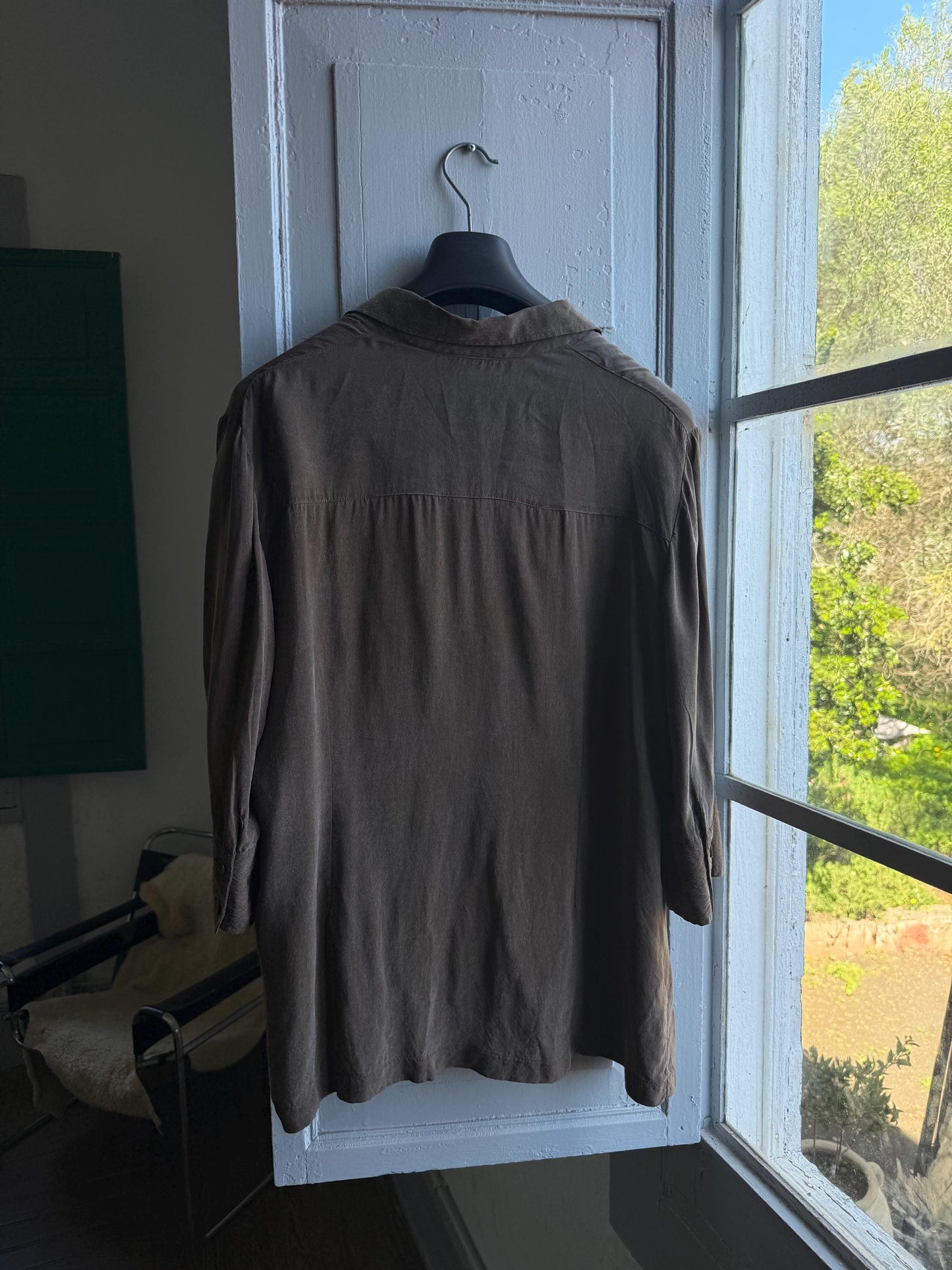 Vintage Chocolate Brown Cupro Blouse — additional view 8