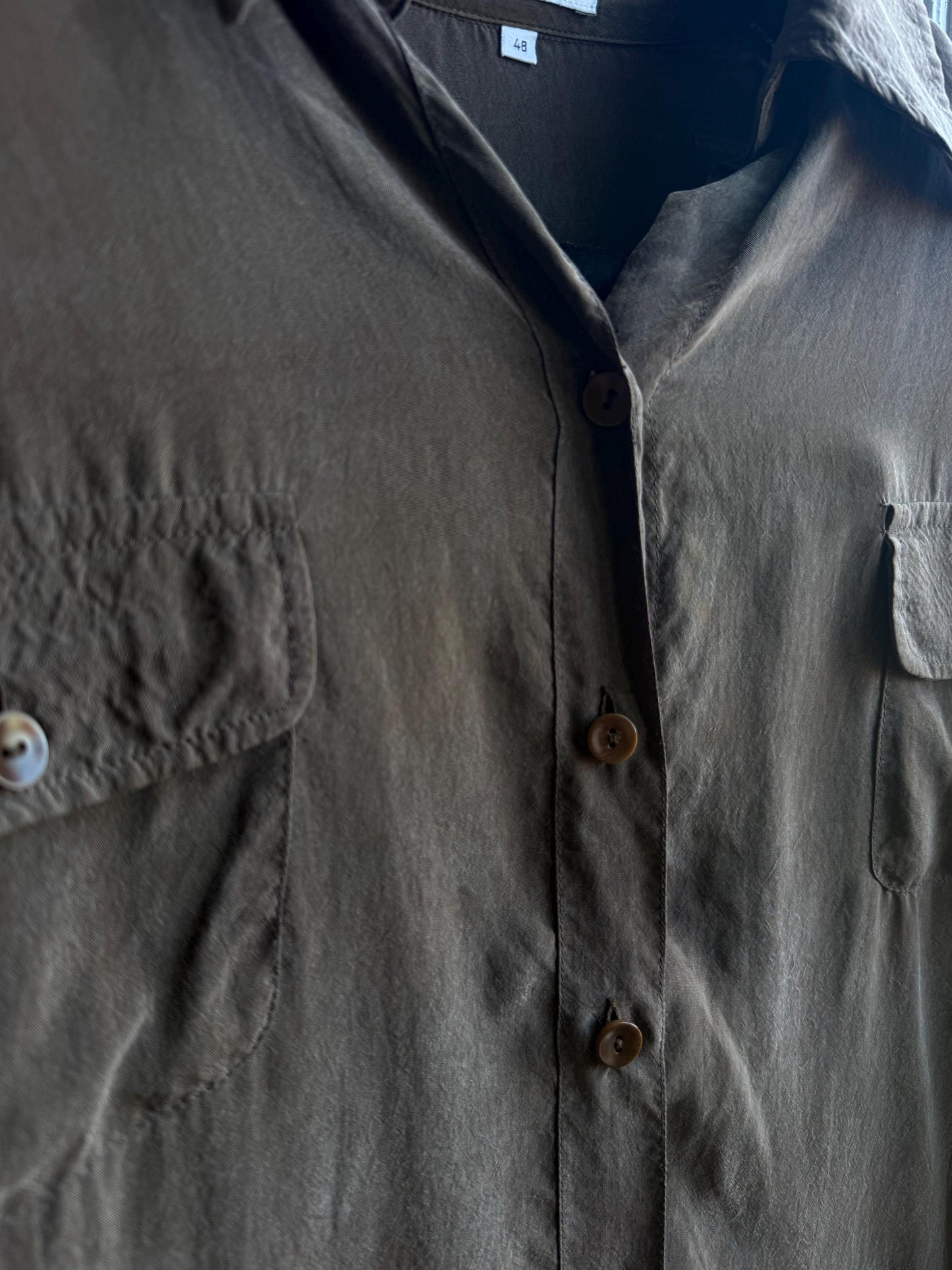 Vintage Chocolate Brown Cupro Blouse — additional view 9