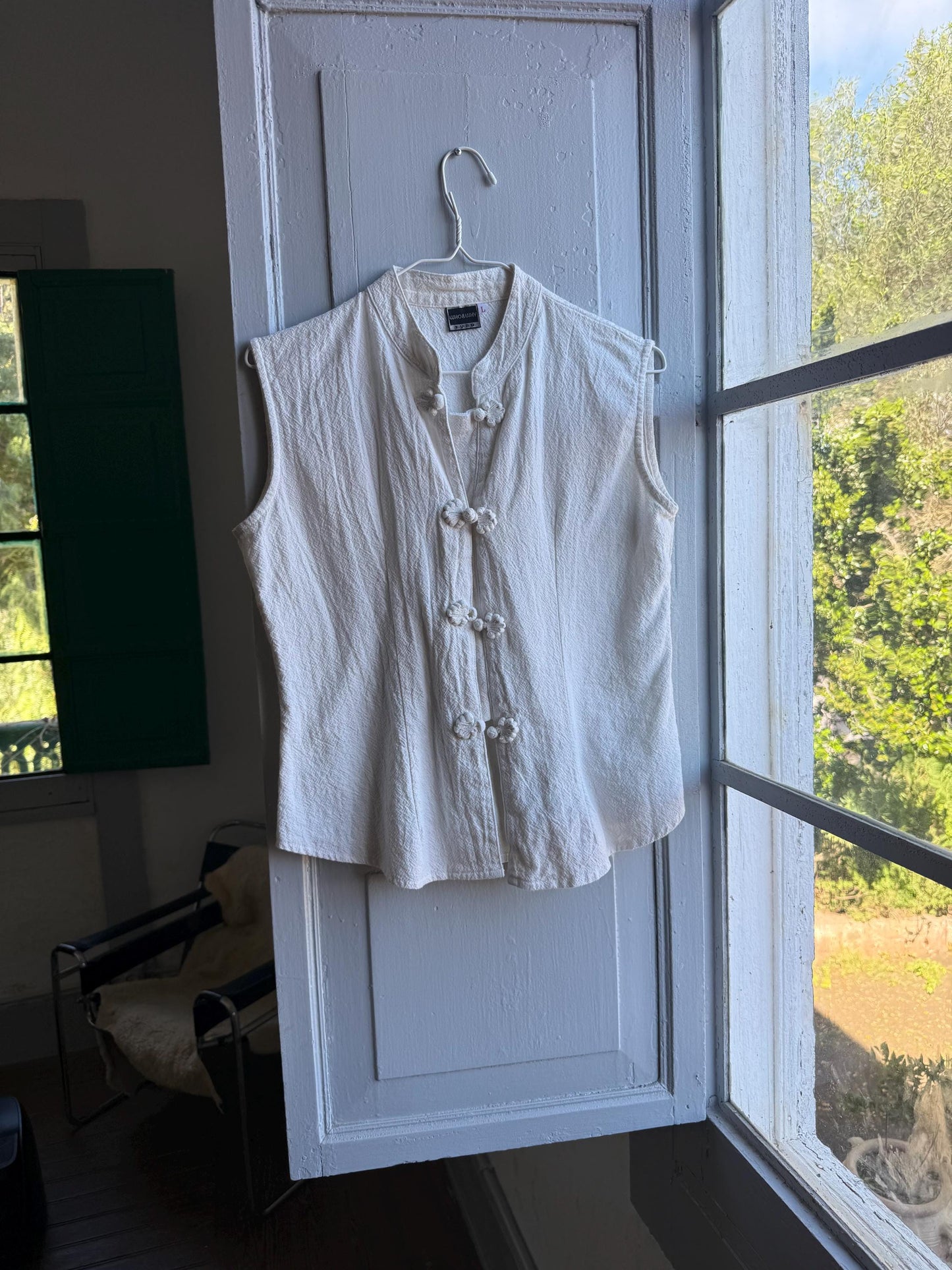 Vintage White Cotton Sleeveless Camisole — back view