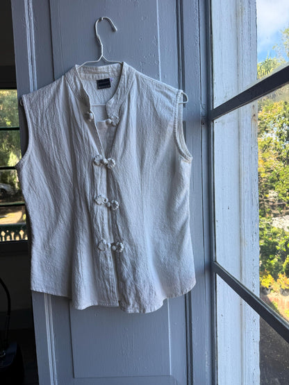 Vintage White Cotton Sleeveless Camisole — additional view 5