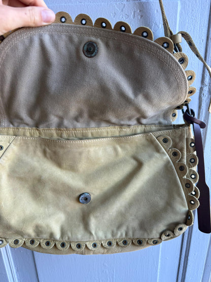 Beige Scalloped Leather Shoulder Bag — additional view 12