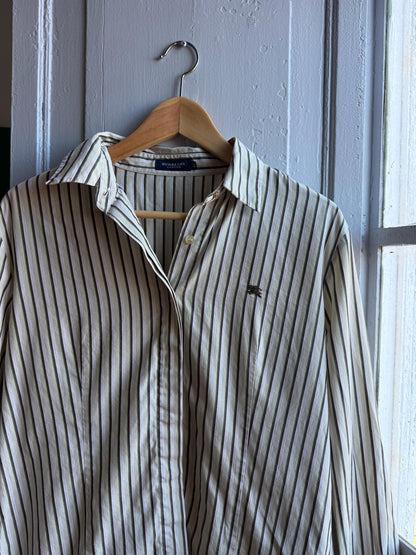 Vintage Burberry Striped Cotton Blouse — back view