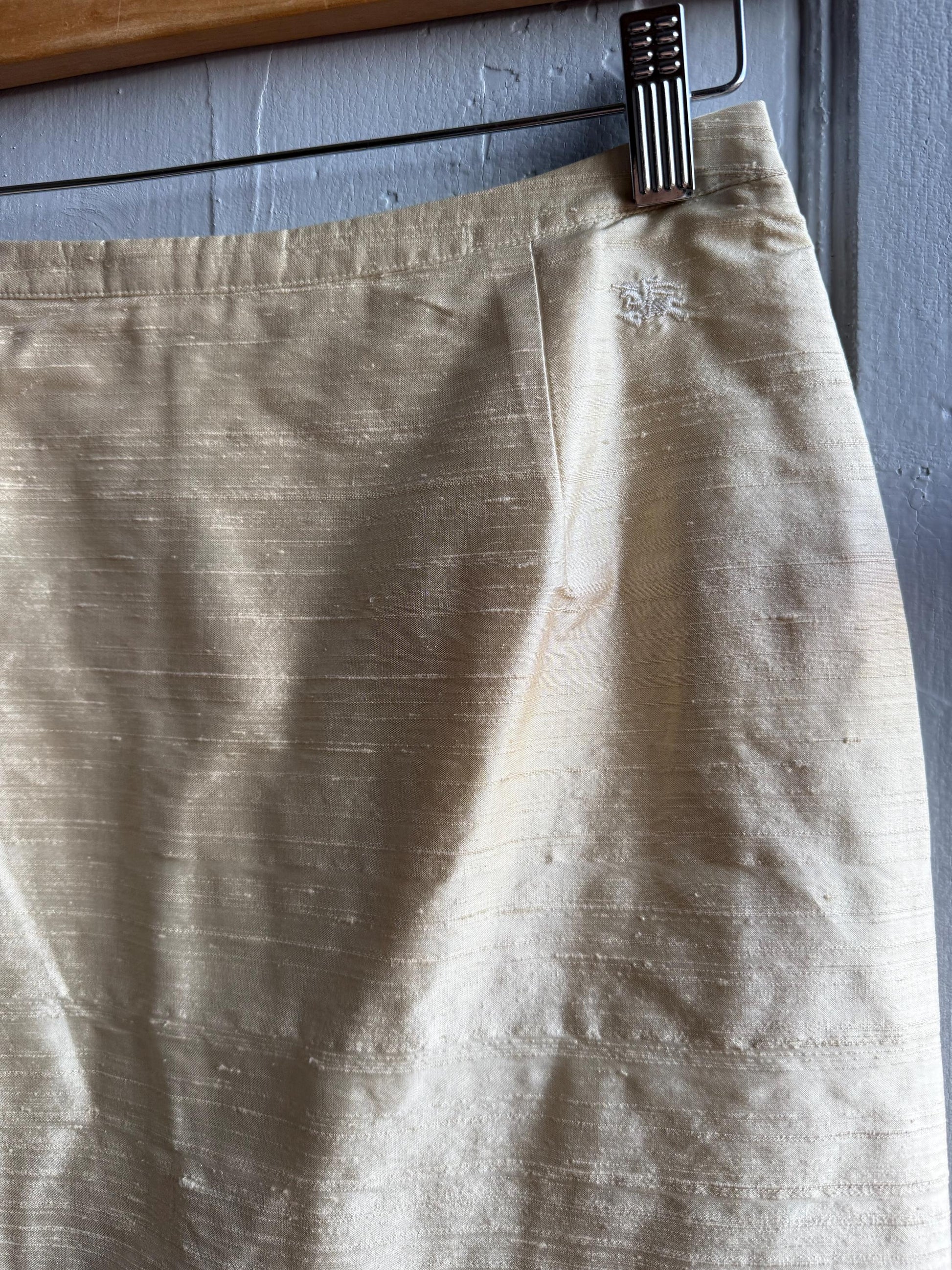 Vintage Burberry Silk Champagne Pencil Skirt — additional view 7