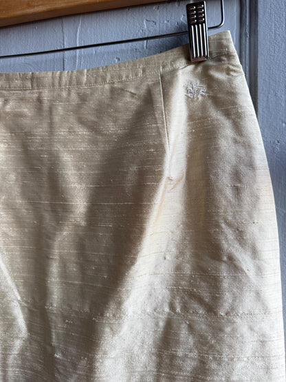 Vintage Burberry Silk Champagne Pencil Skirt — additional view 7