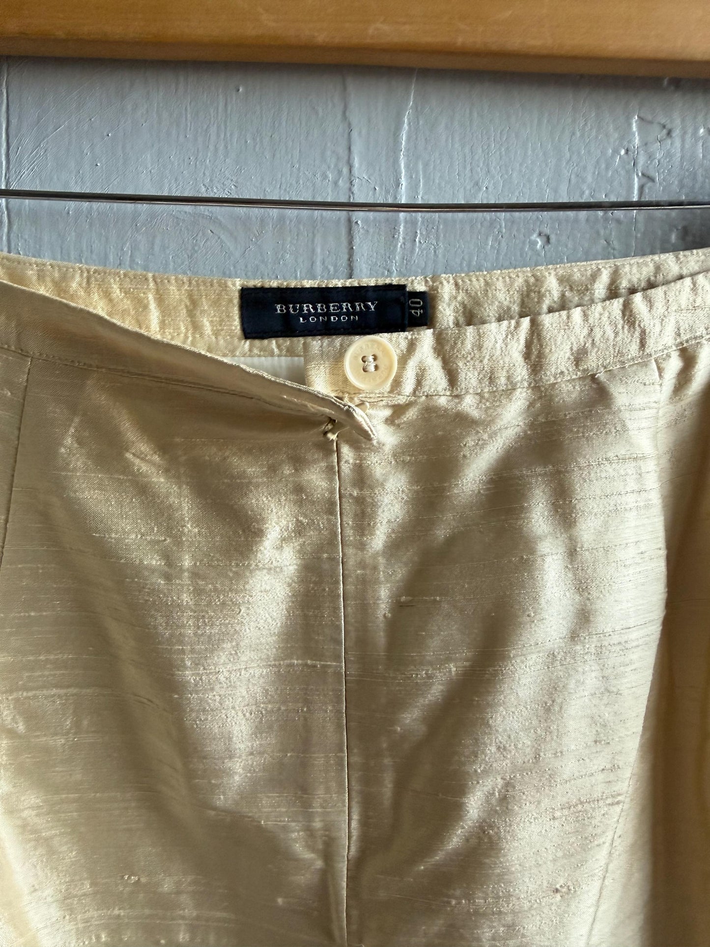 Vintage Burberry Silk Champagne Pencil Skirt — additional view 16