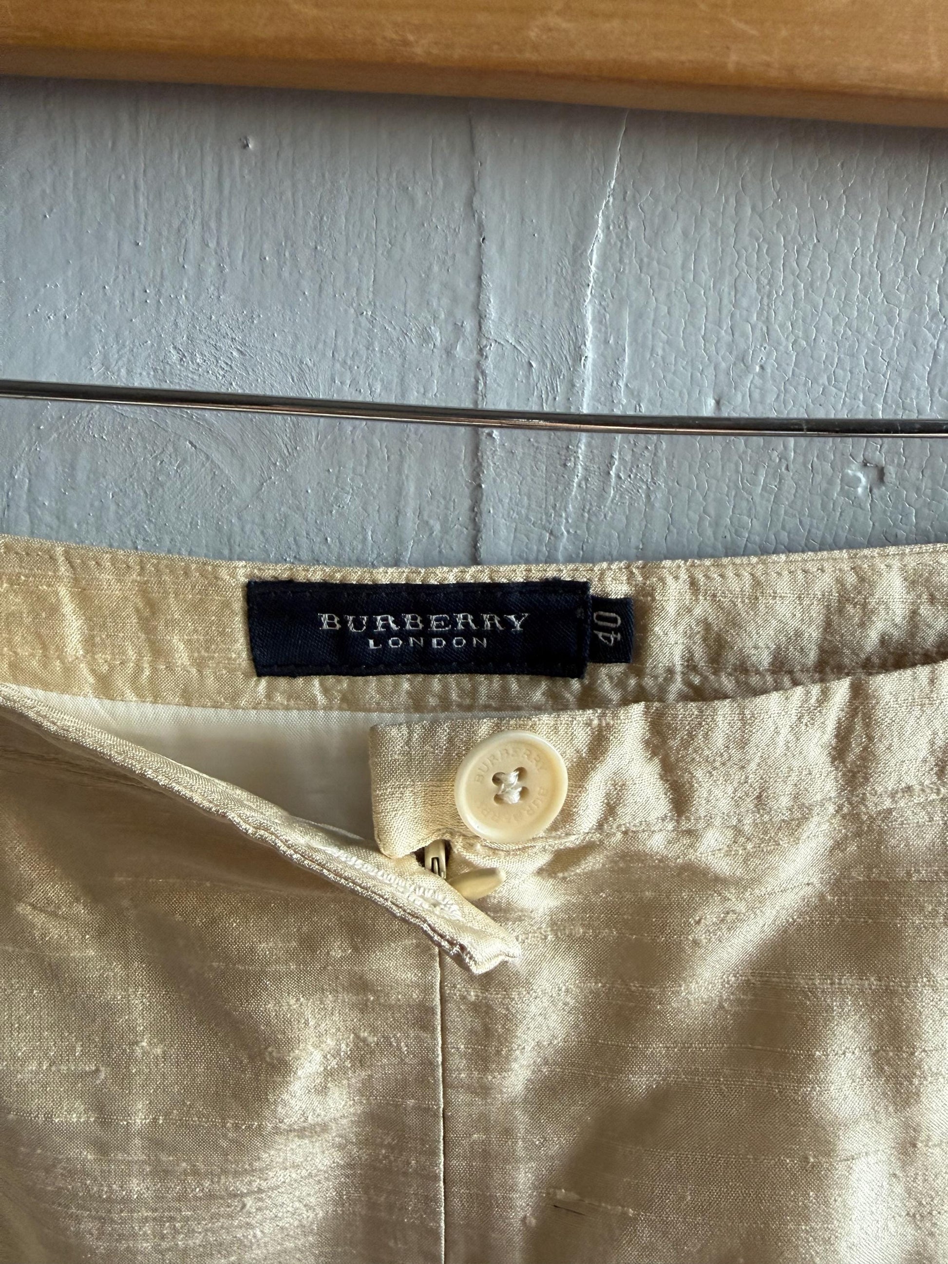Vintage Burberry Silk Champagne Pencil Skirt — additional view 15