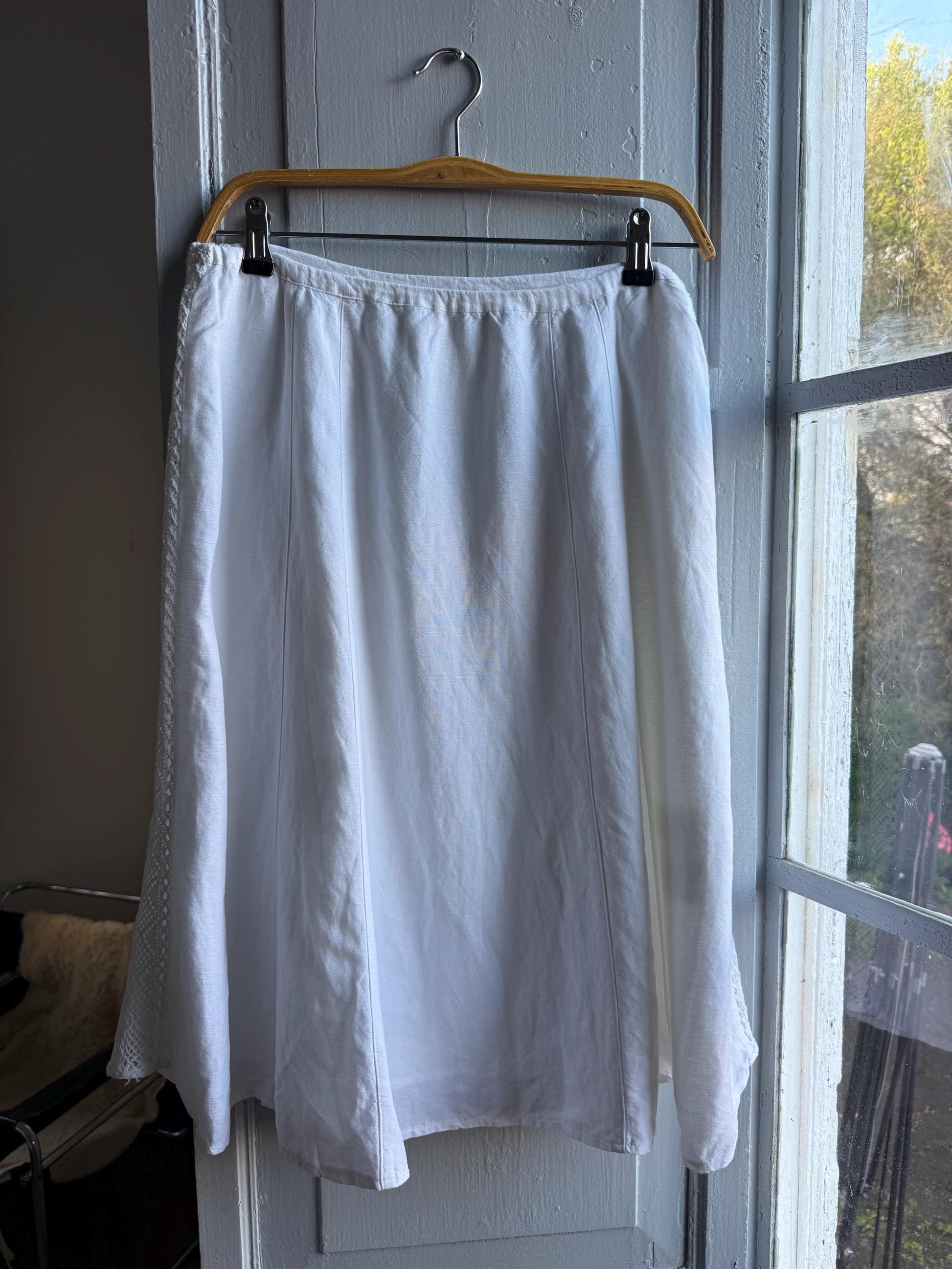 Cottagecore White Linen Blend Midi Skirt — additional view 5