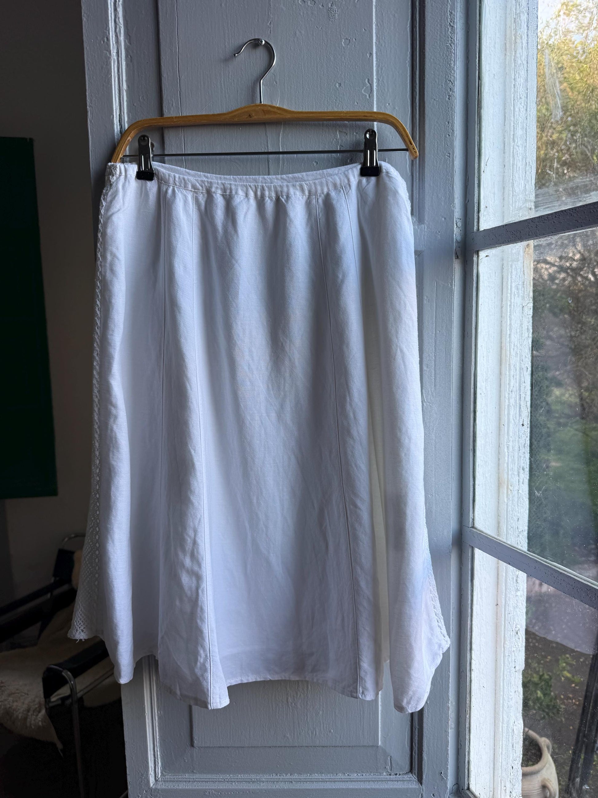 Cottagecore White Linen Blend Midi Skirt — additional view 11