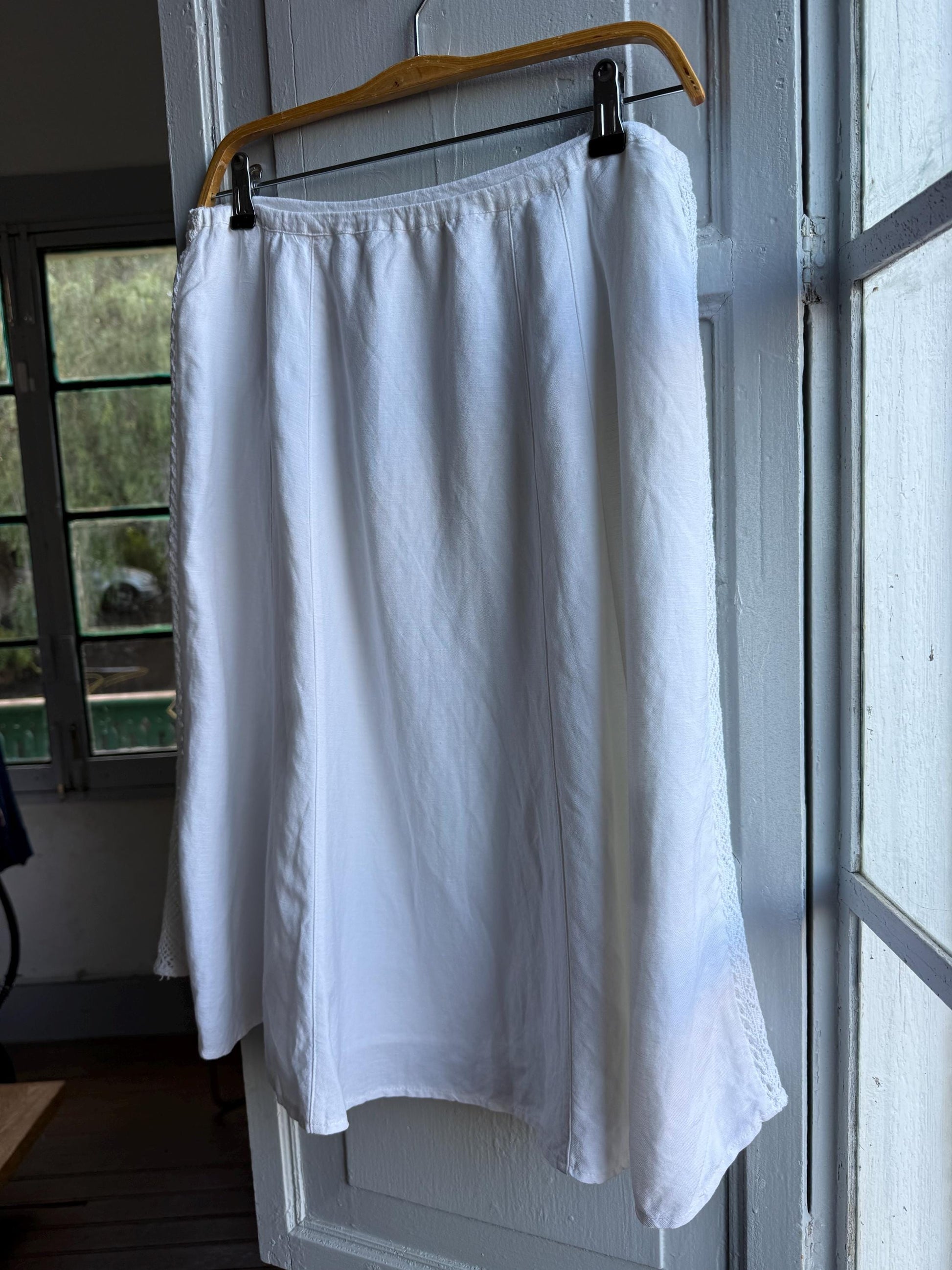 Cottagecore White Linen Blend Midi Skirt — additional view 8