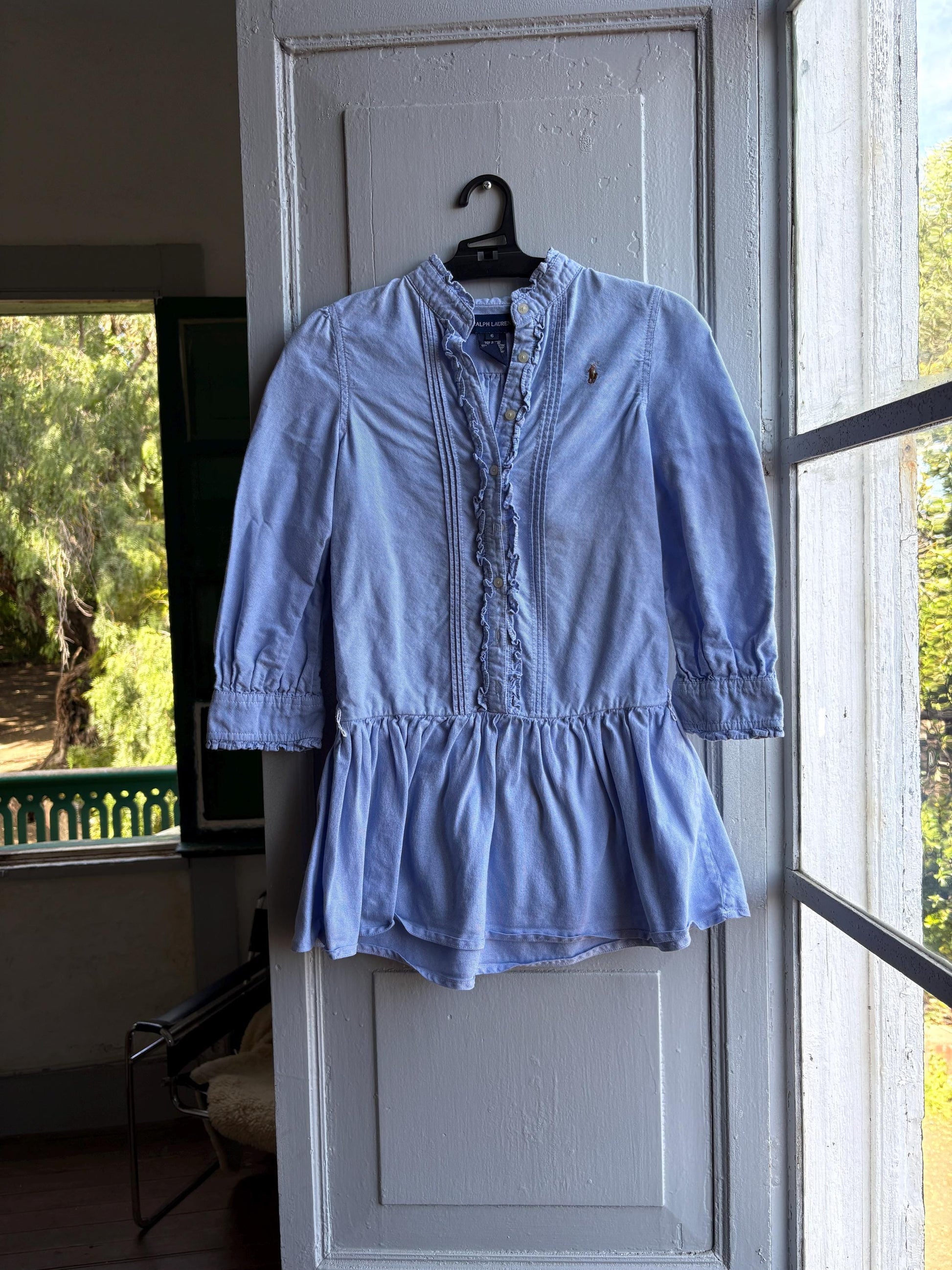 Ralph Lauren Light Blue Cotton Dress — fabric close-up