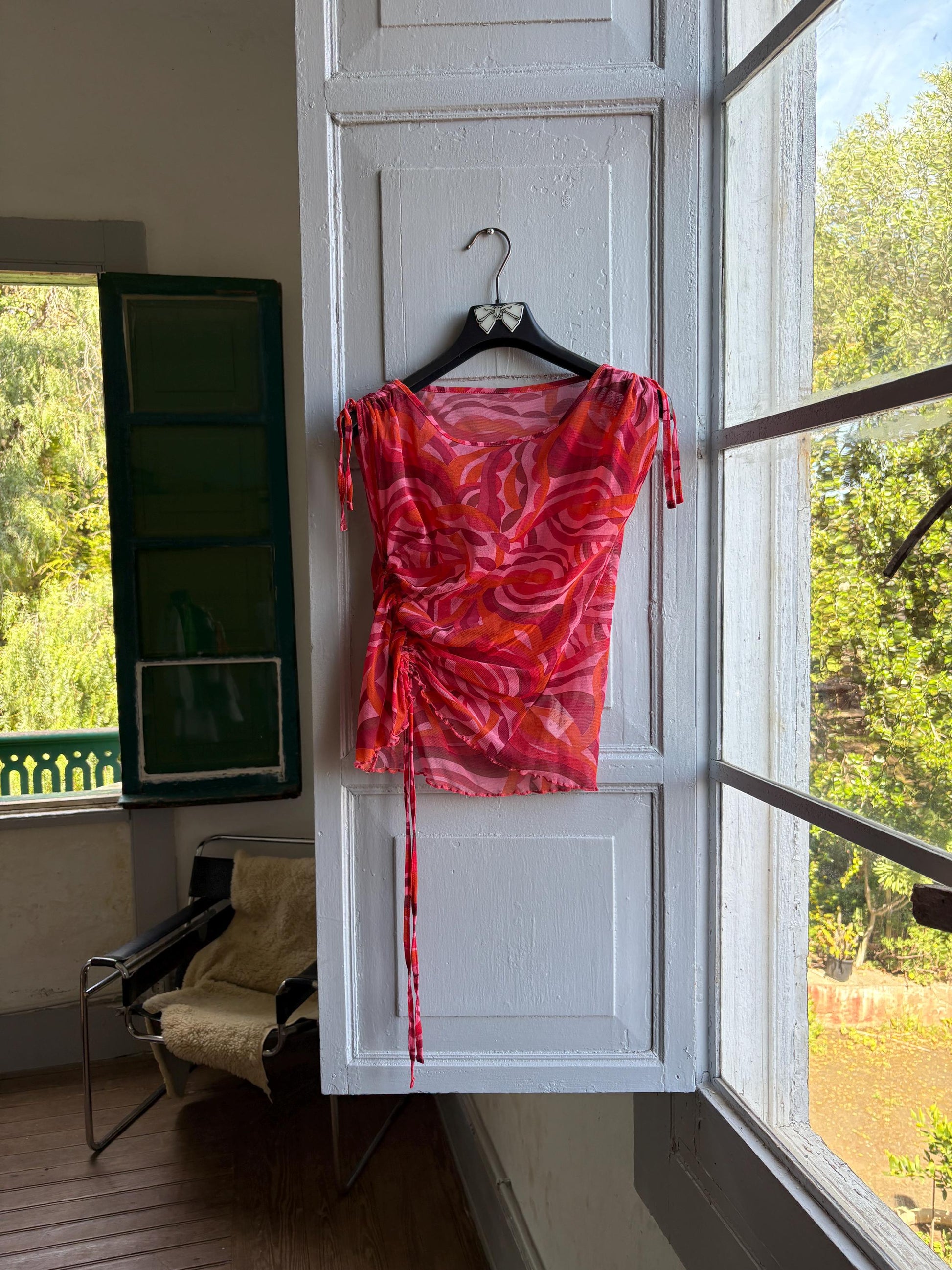 Y2K Swirl Print Pink Sheer Camisole — additional view 11