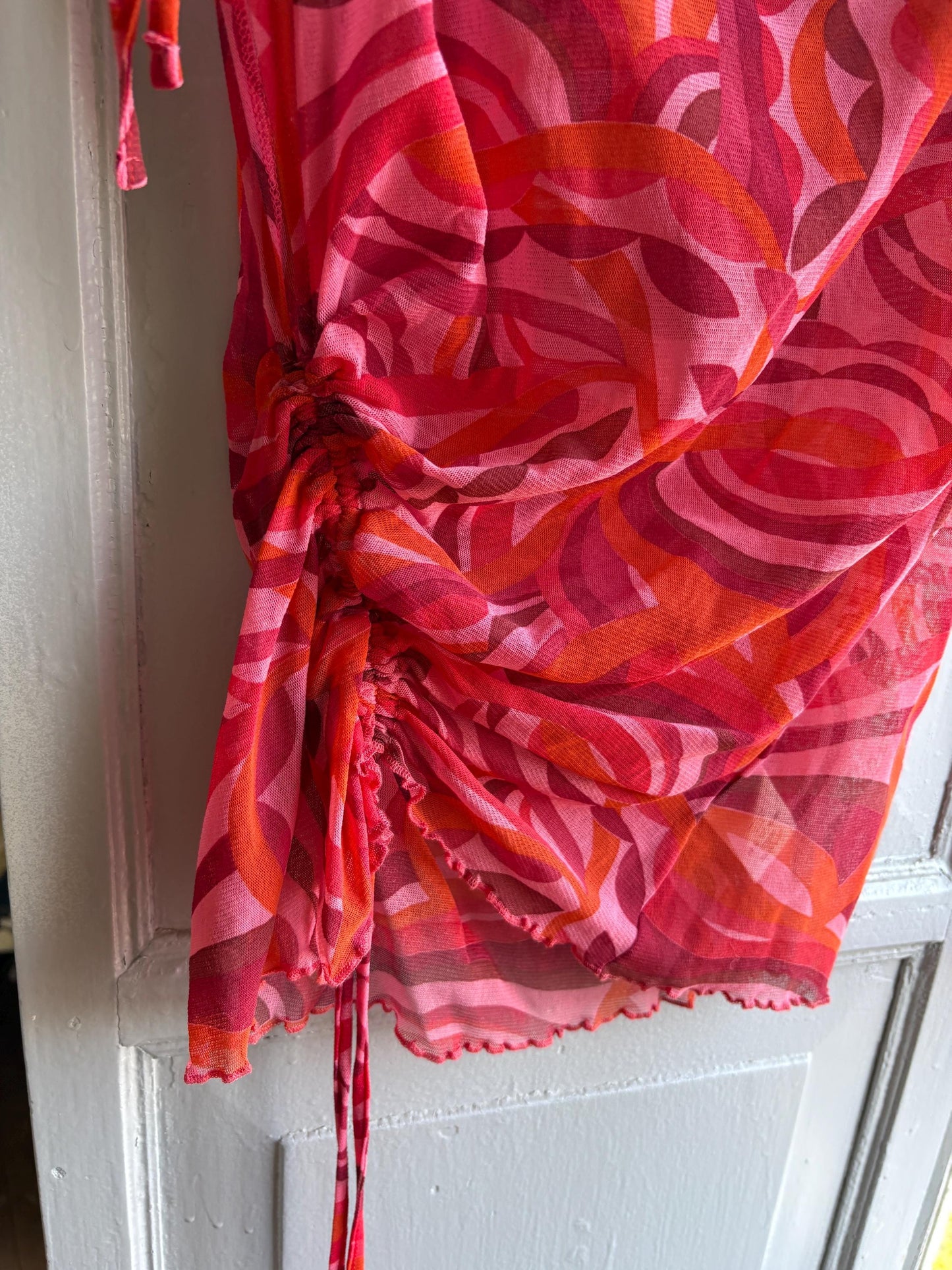 Y2K Swirl Print Pink Sheer Camisole — back view