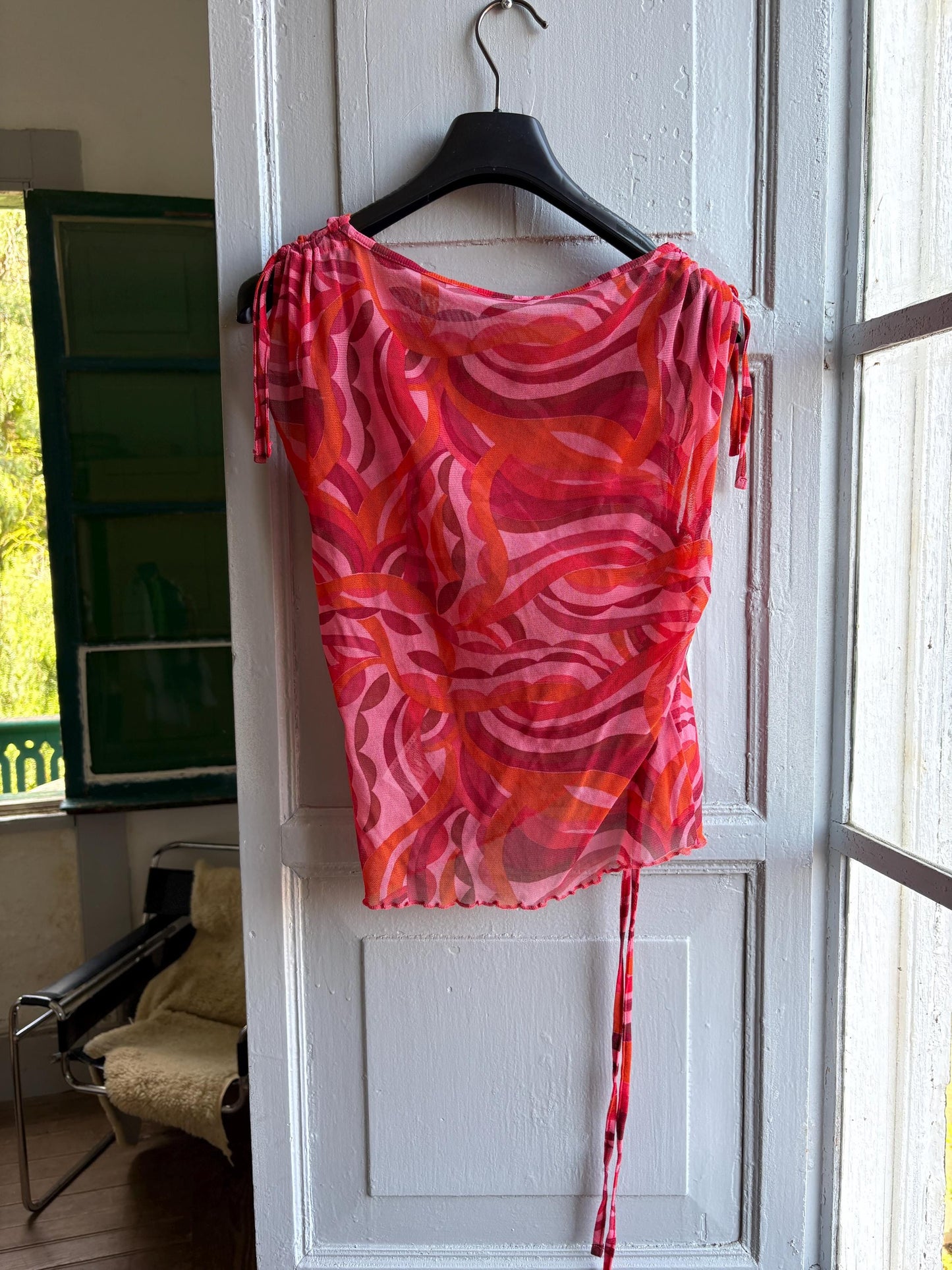 Y2K Swirl Print Pink Sheer Camisole — additional view 10