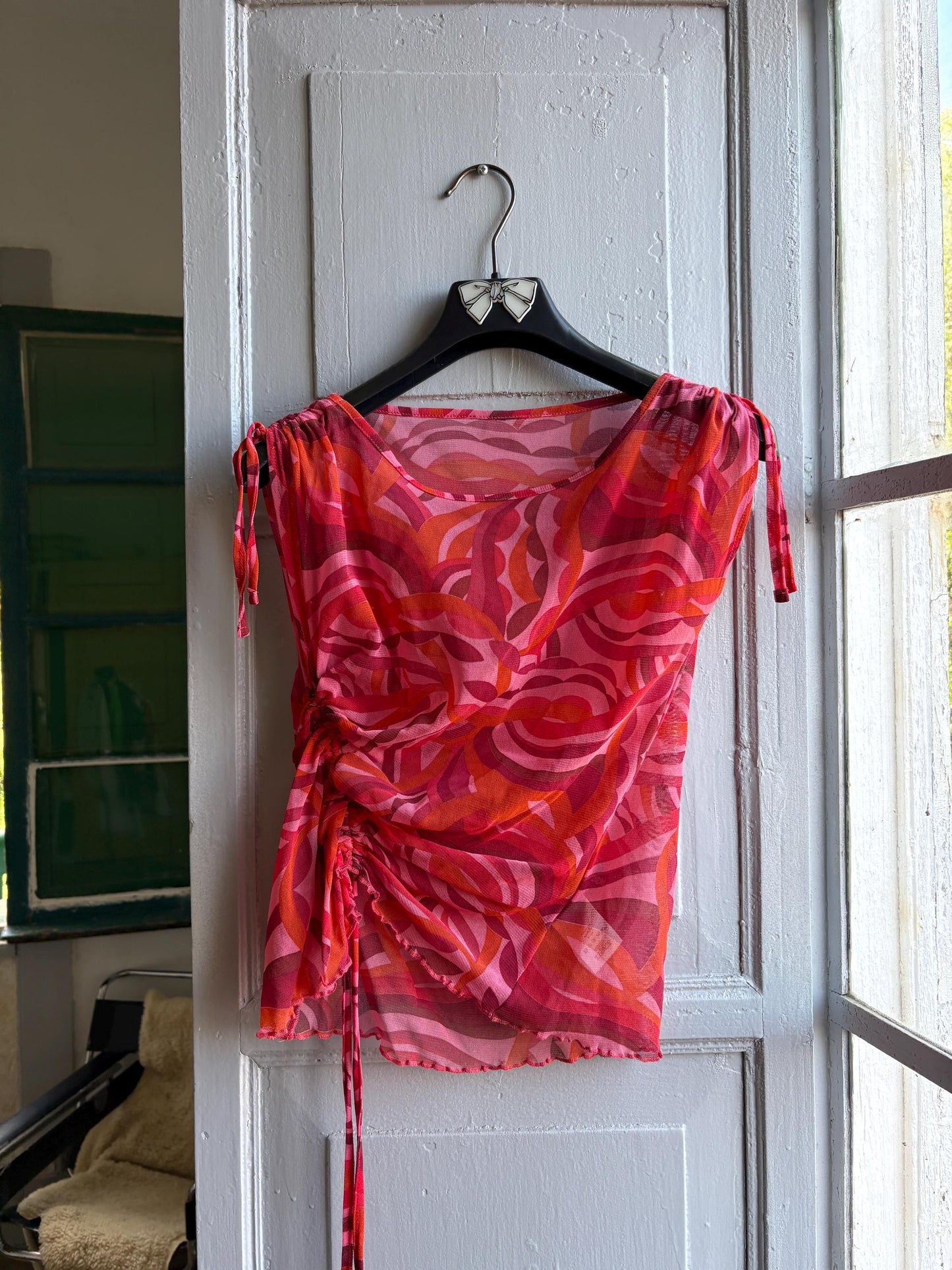 Y2K Swirl Print Pink Sheer Camisole — additional view 8