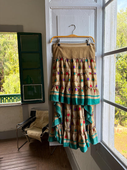 Vintage Geometric Silk Maxi Skirt — detail