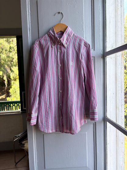 Pedro Del Hierro Striped Luxe Blouse — fabric close-up