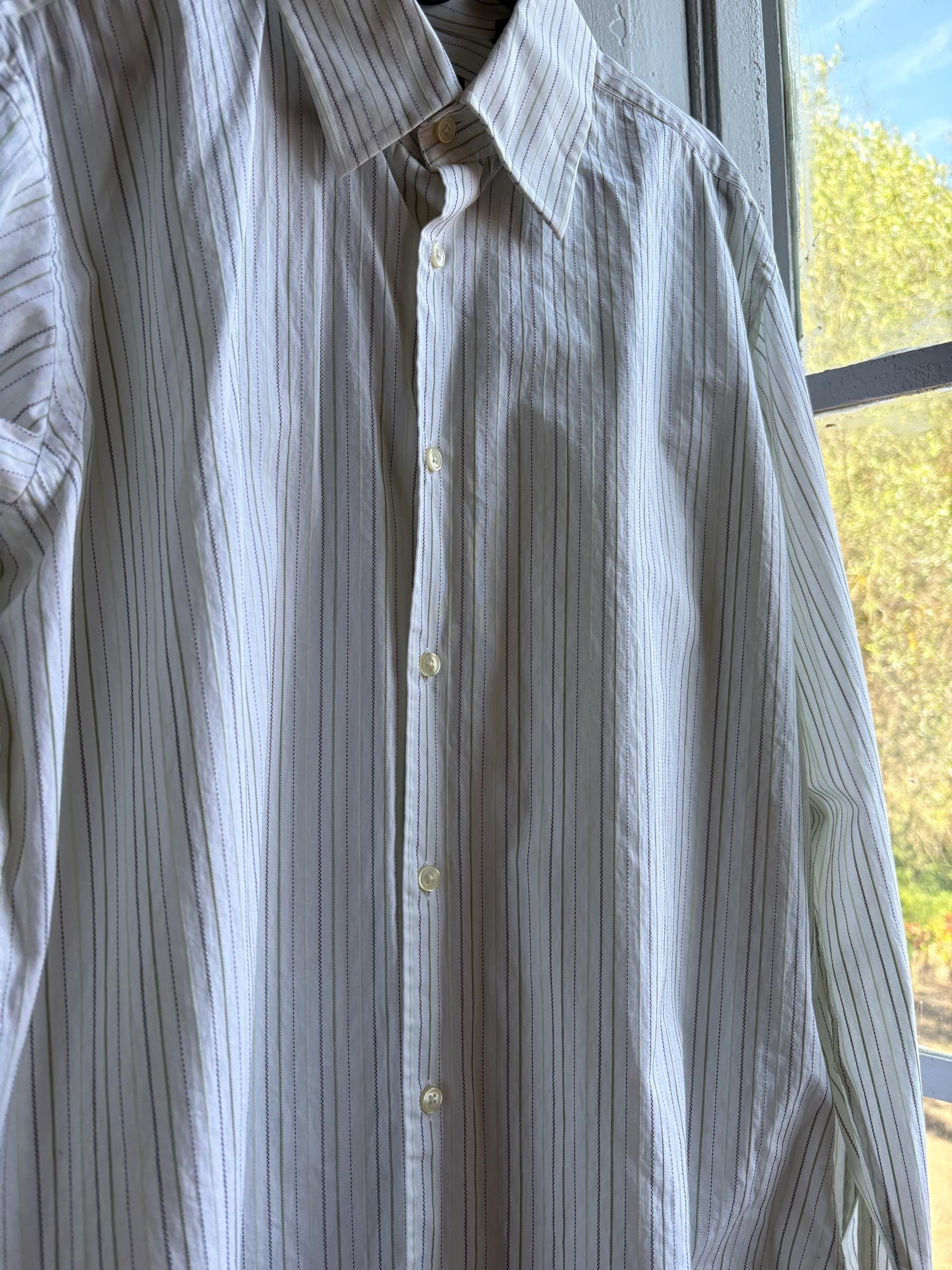 Vintage Stripe Cotton Oxford Shirt — fabric close-up