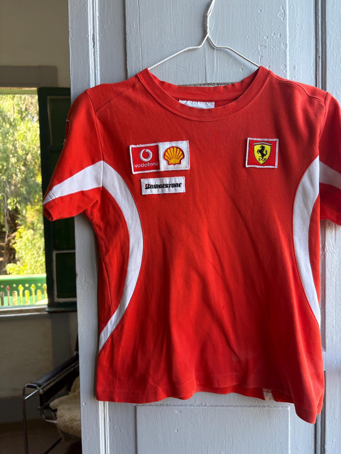 Vintage Ferrari Embroidered Kids Tee — back view
