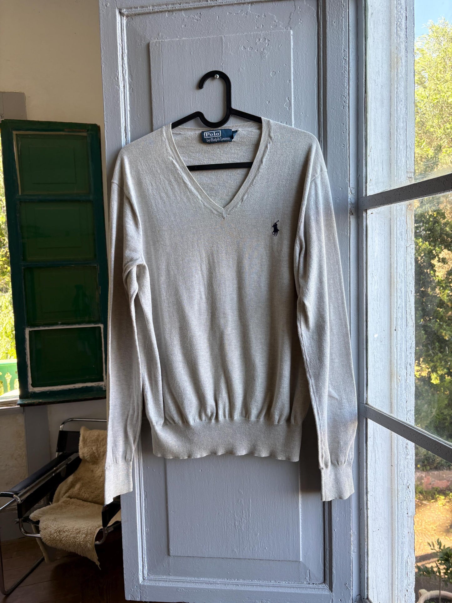 Beige Pima Cotton Long Sleeve Shirt — additional view 7