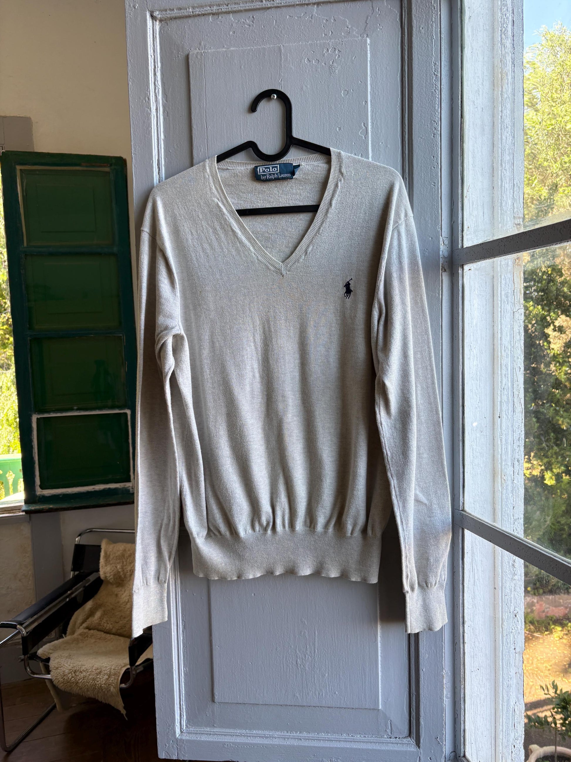 Beige Pima Cotton Long Sleeve Shirt — additional view 7