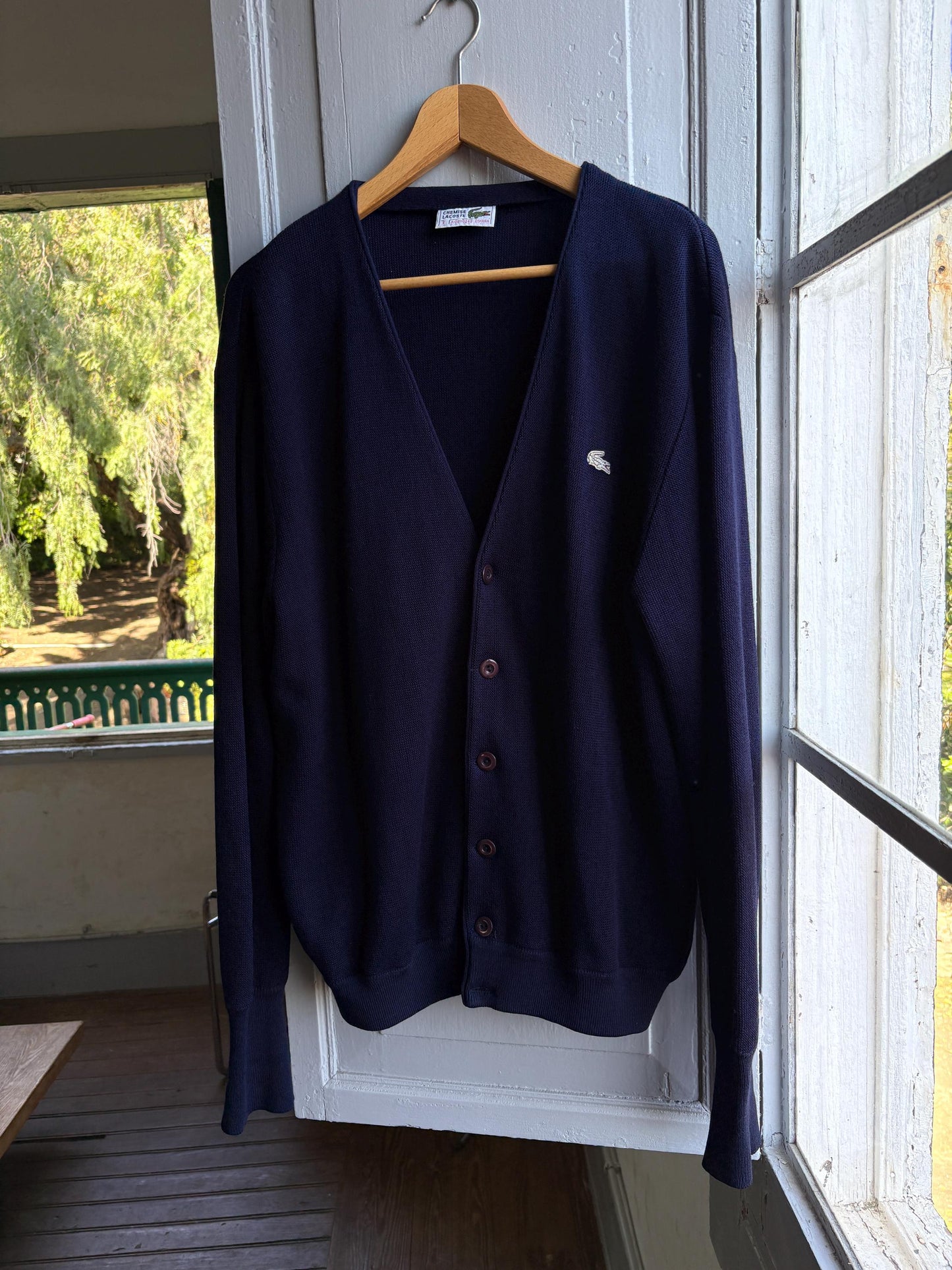 Vintage Dark Navy 80s Jumper — fabric close-up
