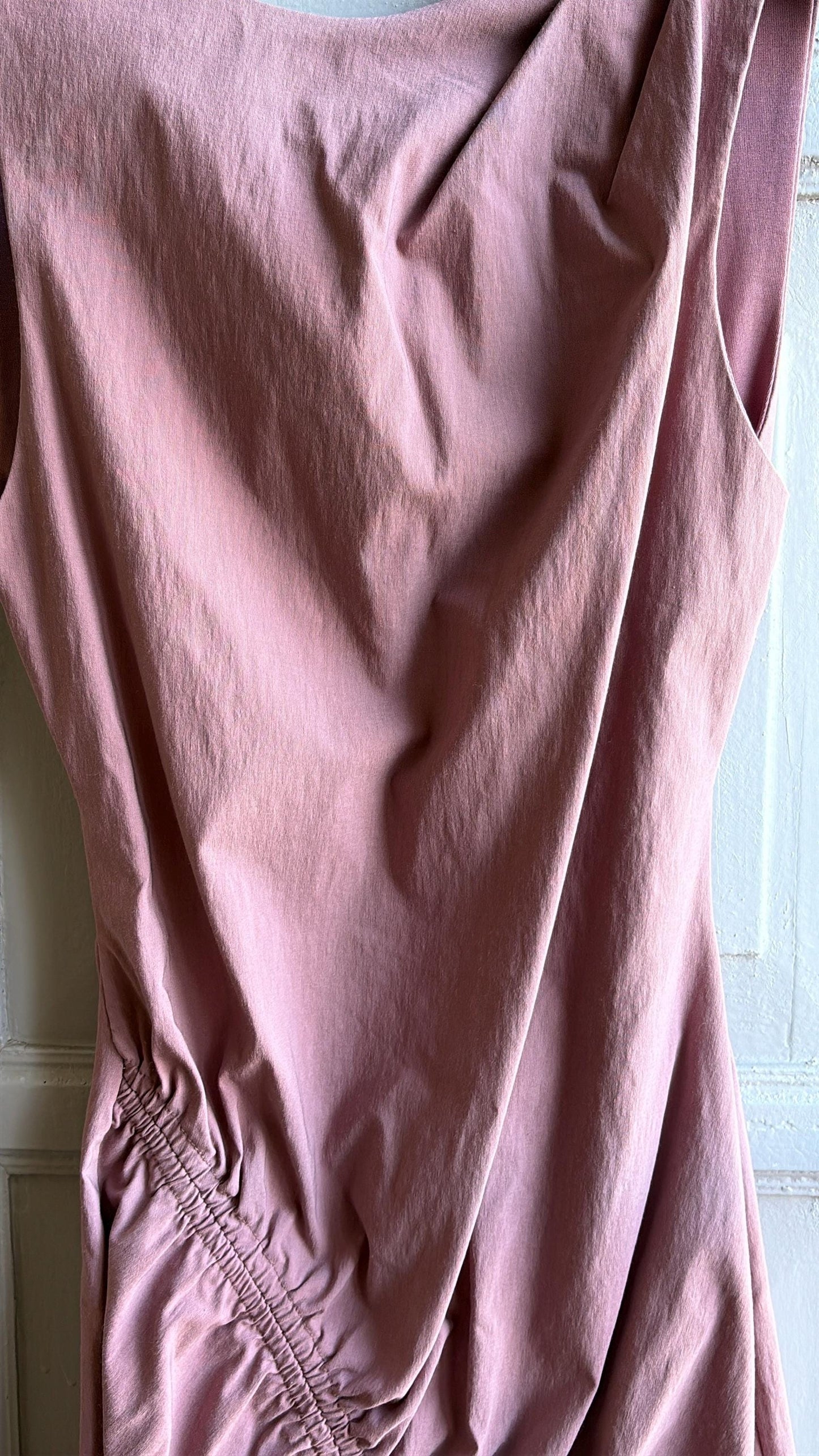 Dusty pink dress with deep open back, Sexy hourglass figure mini.