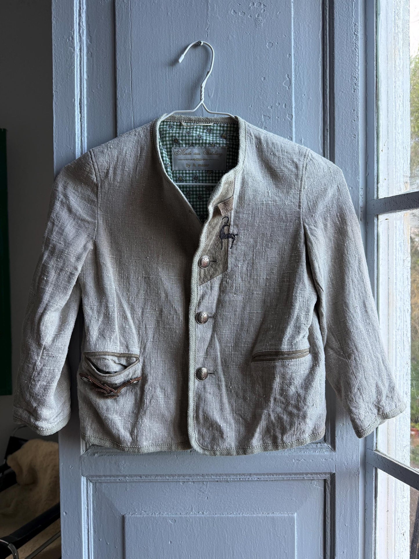 Vintage Linen Jacket for Kids — back view