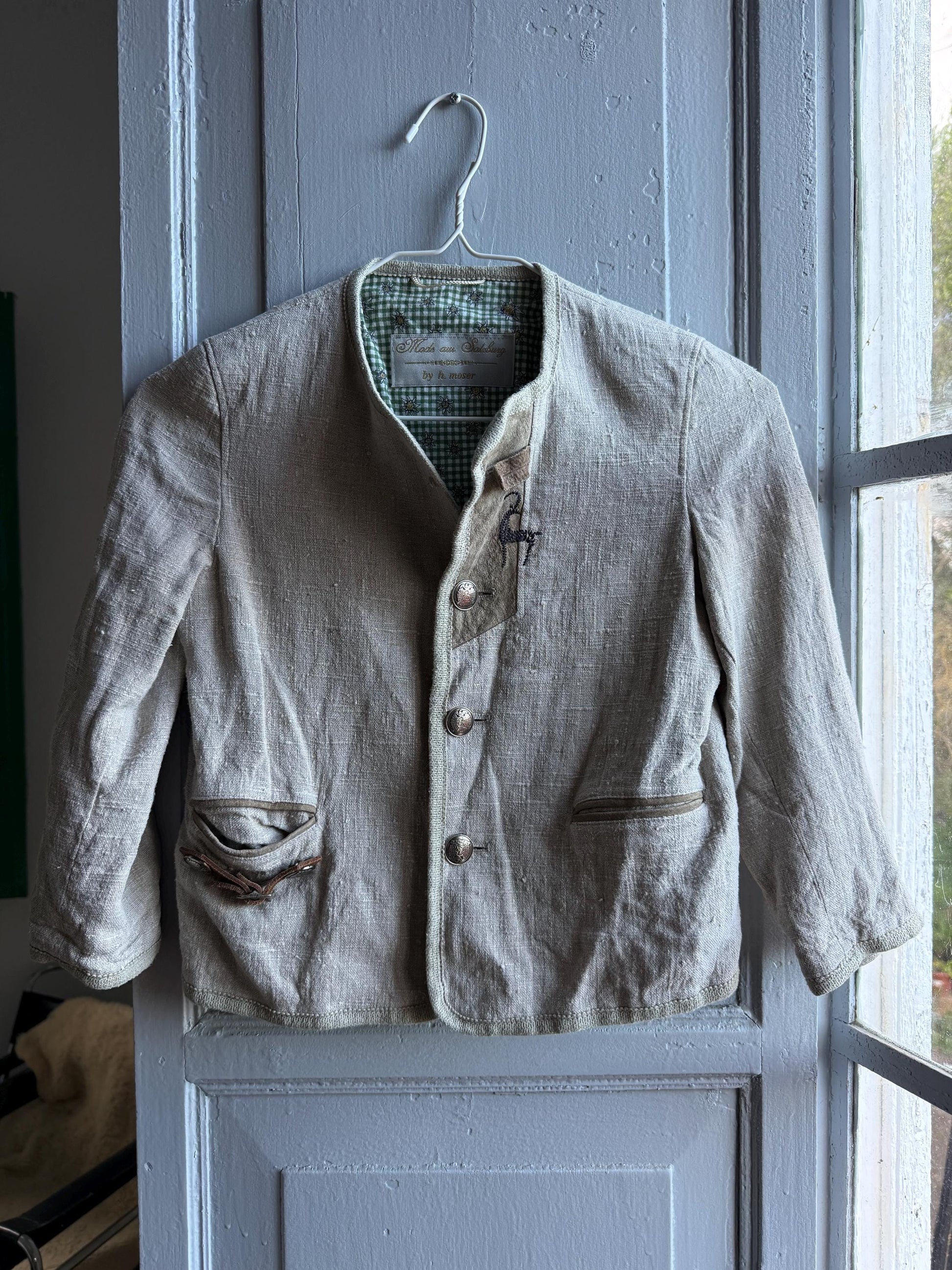 Vintage Linen Jacket for Kids — back view