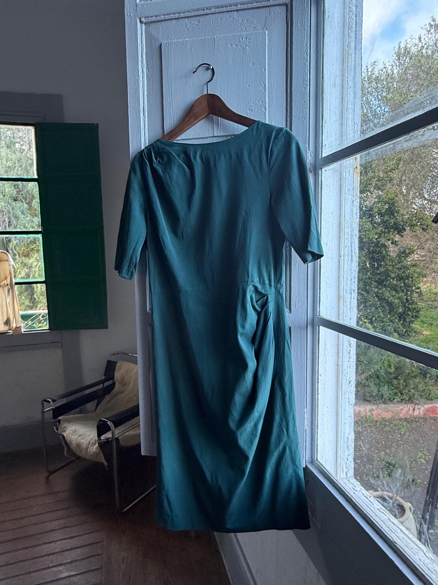 Teal Fitted Evening Dress by Max & Co. — fabric close-up