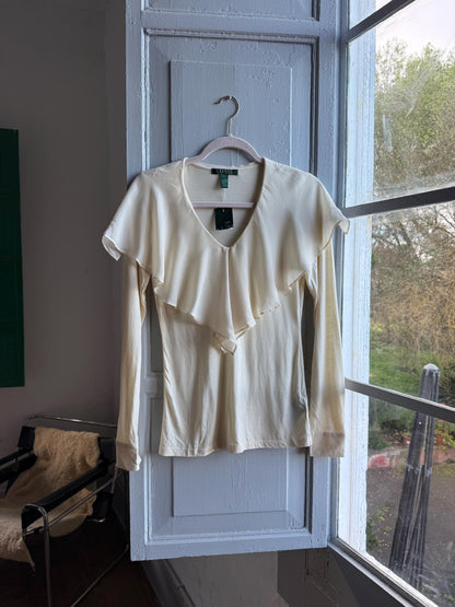 Ralph Lauren Off-White Ruffle Neck Blouse — additional view 8