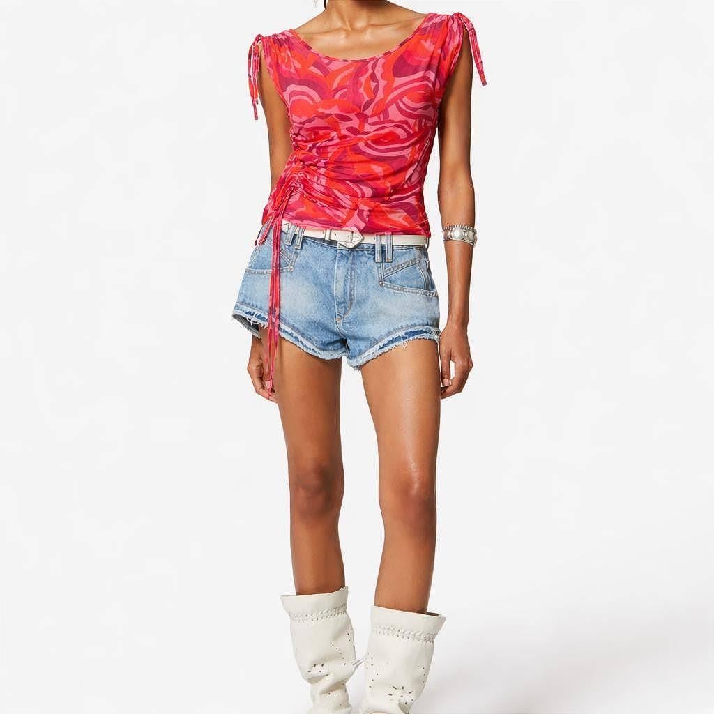 Y2K Swirl Print Pink Sheer Camisole