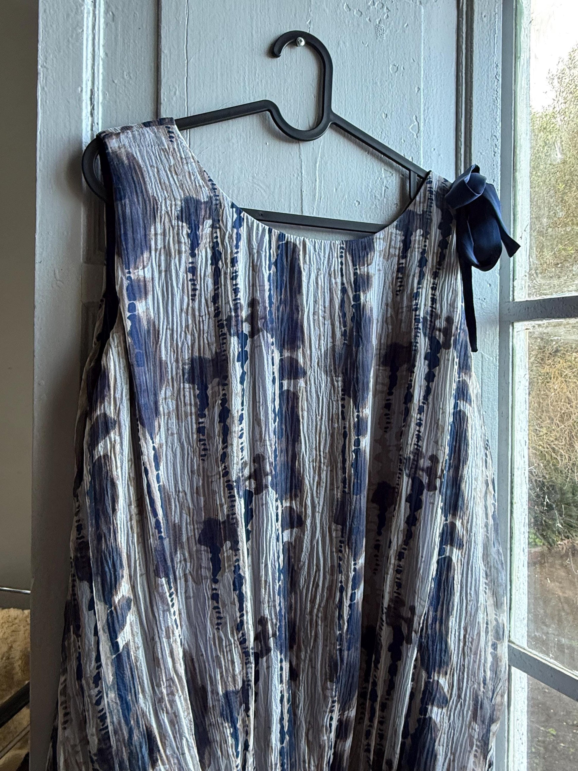 Silk Blue Tie Dye Bow Dress — additional view 10