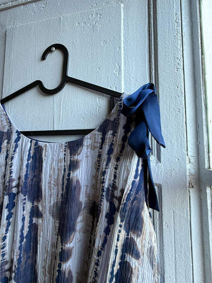 Silk Blue Tie Dye Bow Dress — additional view 8