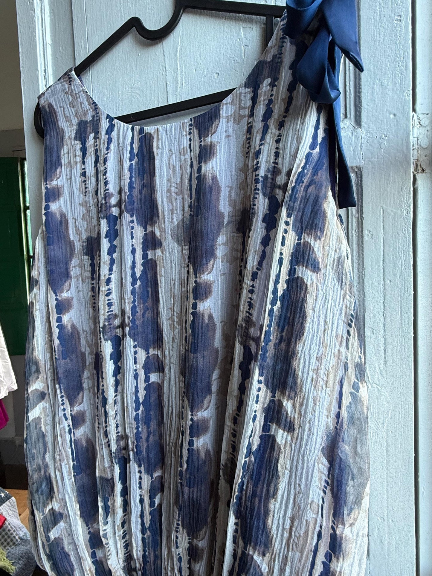 Silk Blue Tie Dye Bow Dress — additional view 9