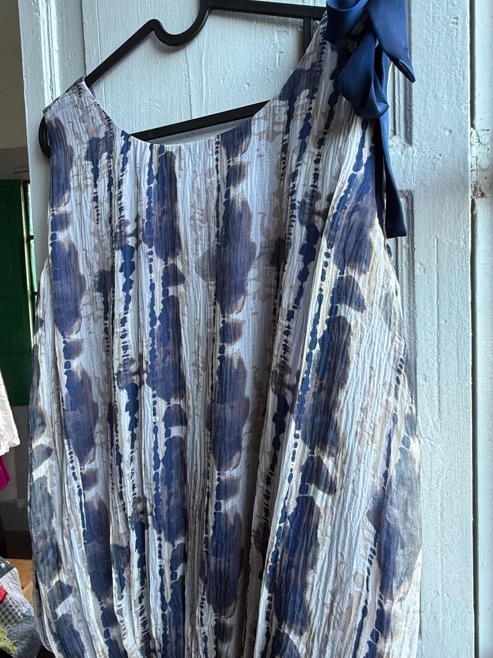 Silk Blue Tie Dye Bow Dress — additional view 9