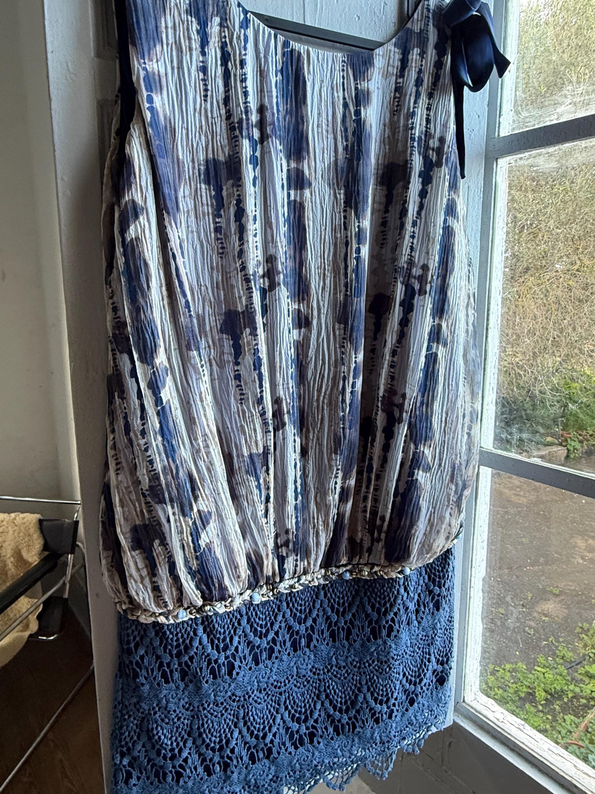 Silk Blue Tie Dye Bow Dress — additional view 11