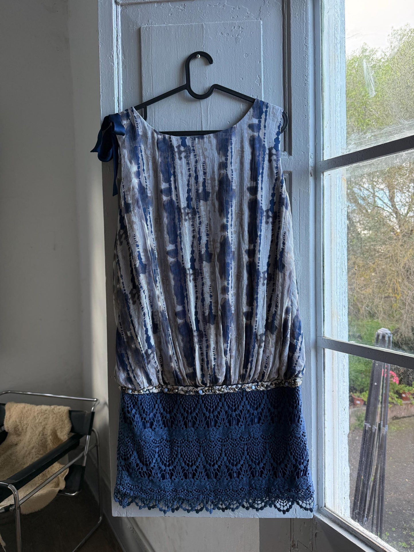 Silk Blue Tie Dye Bow Dress — additional view 14