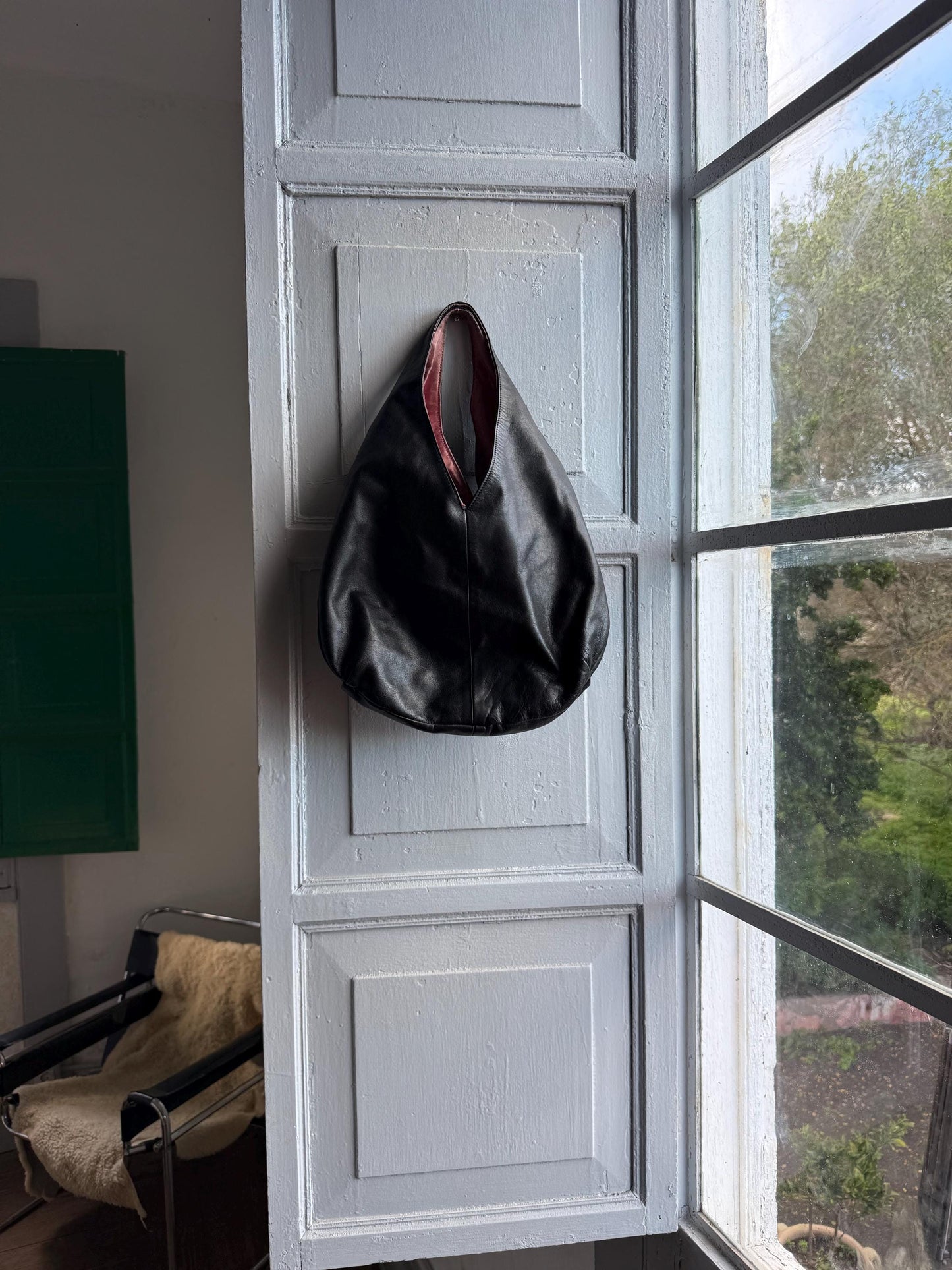 Gianni Chiarini Vintage Black Leather Bag — back view