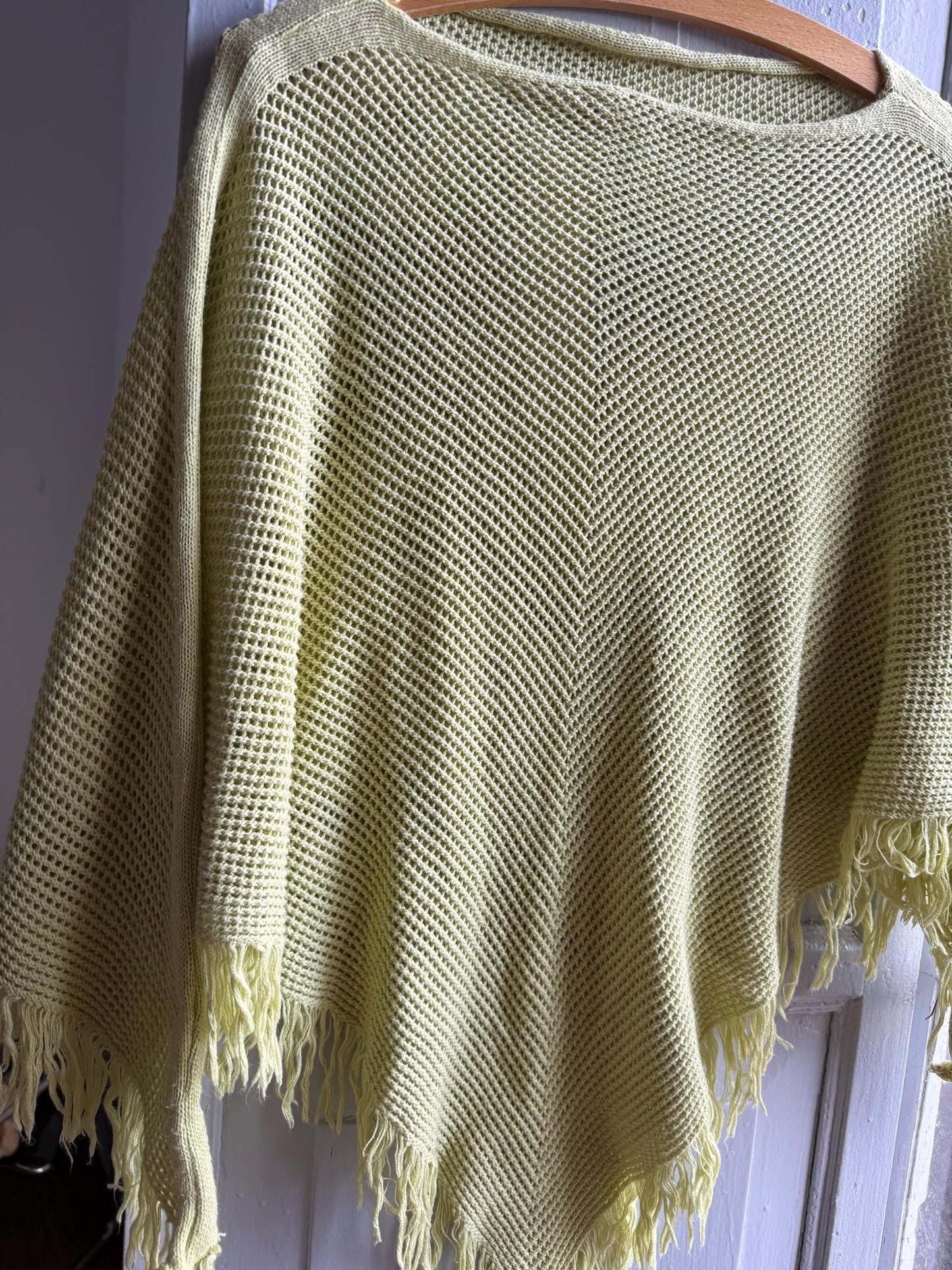 Vintage Green Kids' Poncho, Open Knit — additional view 8