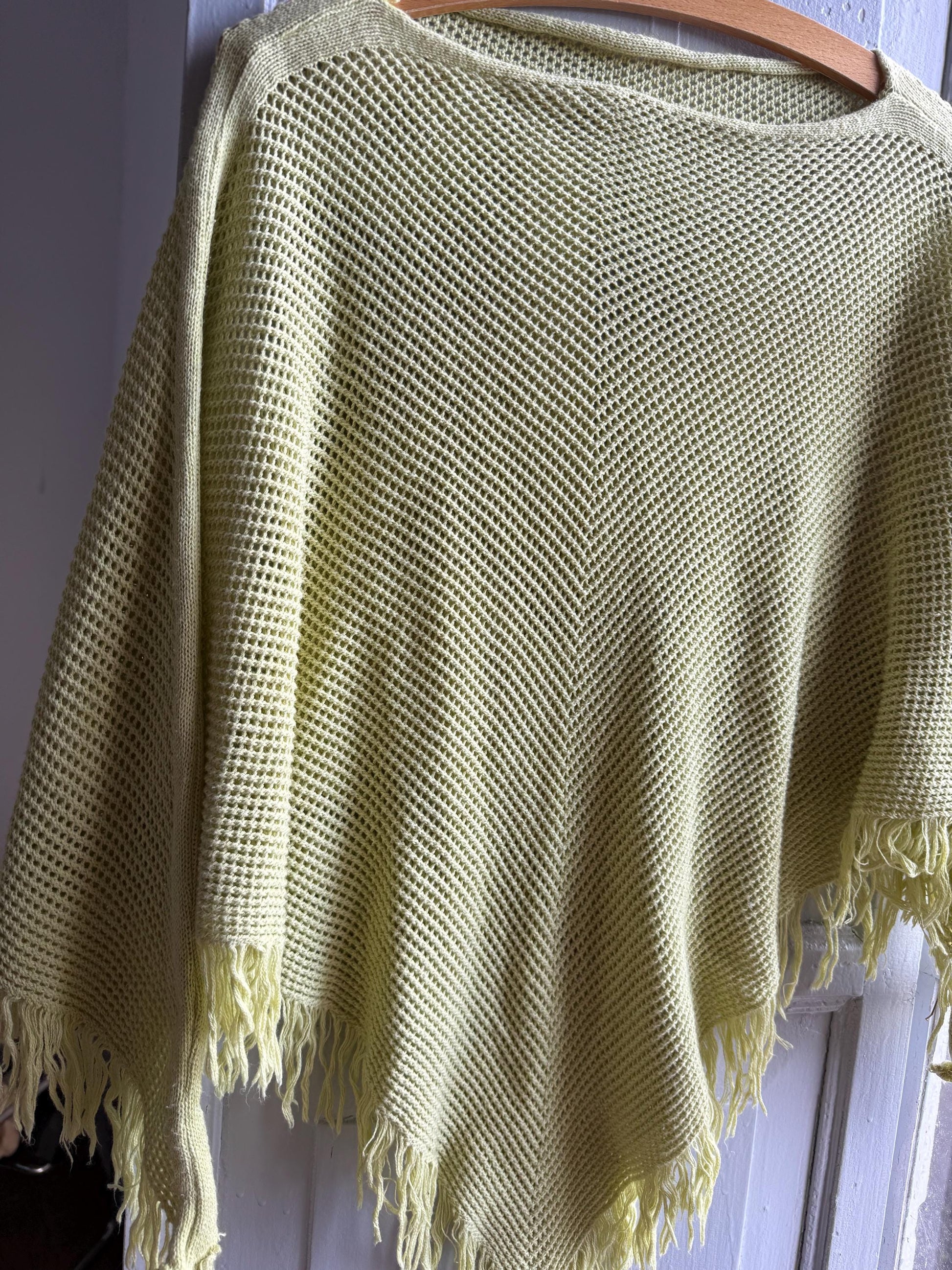 Vintage Green Kids' Poncho, Open Knit — additional view 8