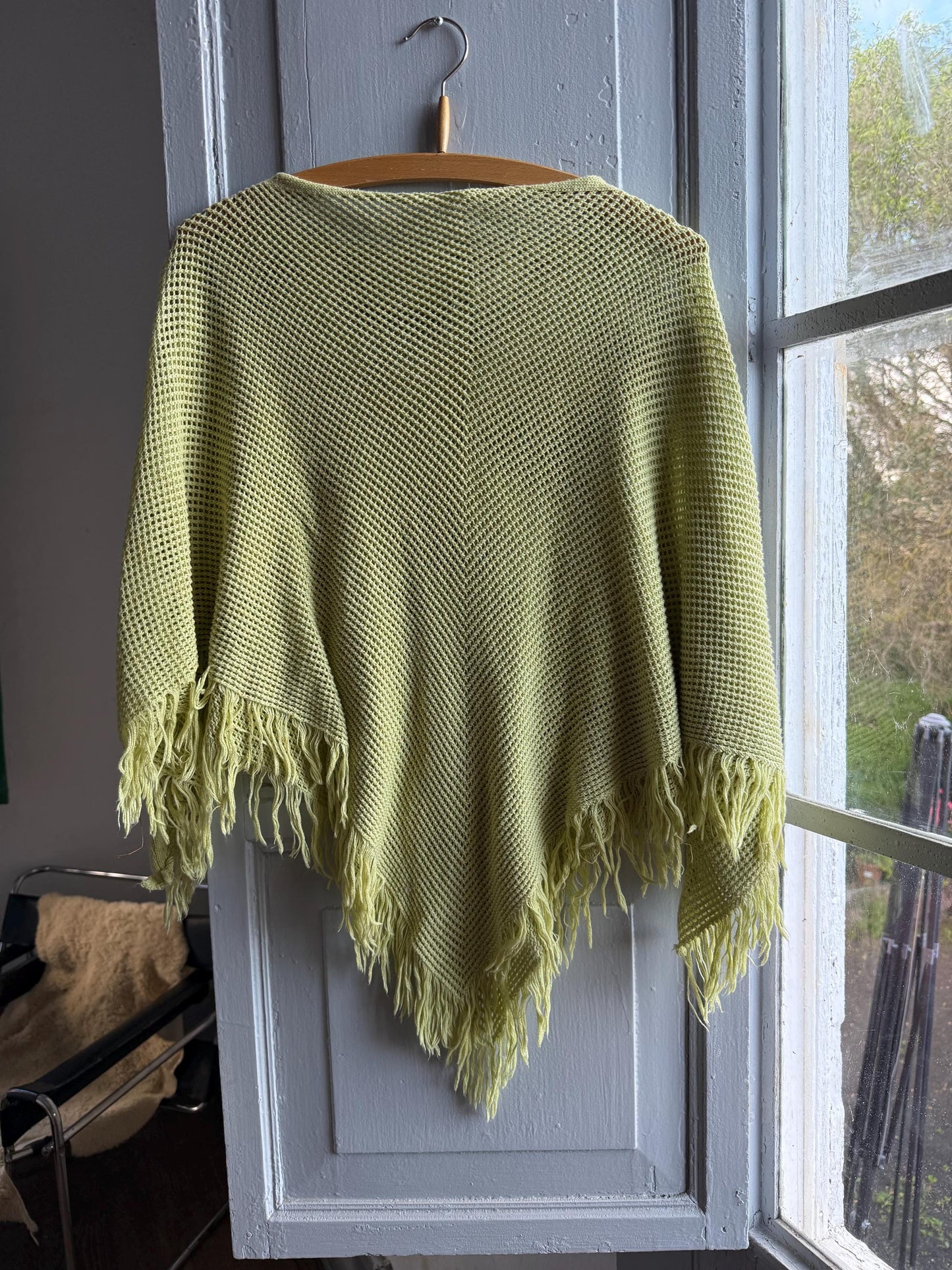 Vintage Green Kids' Poncho, Open Knit — additional view 11