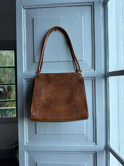 Vintage Brown Faux Snake Leather Handbag — additional view 5