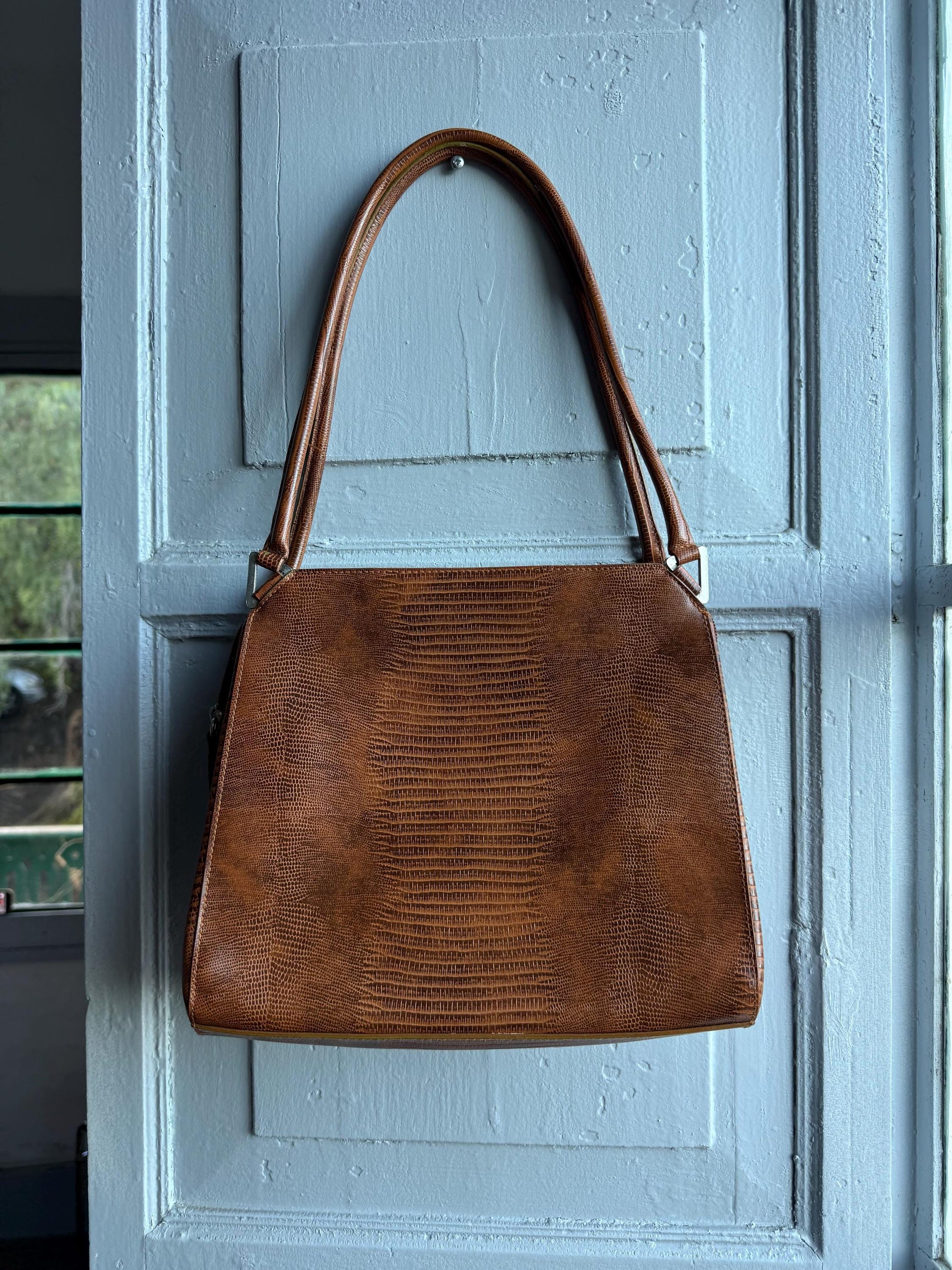 Vintage Brown Faux Snake Leather Handbag — additional view 6