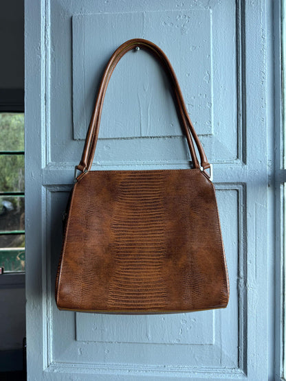 Vintage Brown Faux Snake Leather Handbag — additional view 6