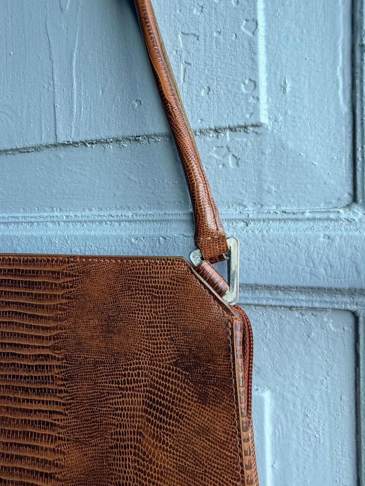 Vintage Brown Faux Snake Leather Handbag — additional view 10