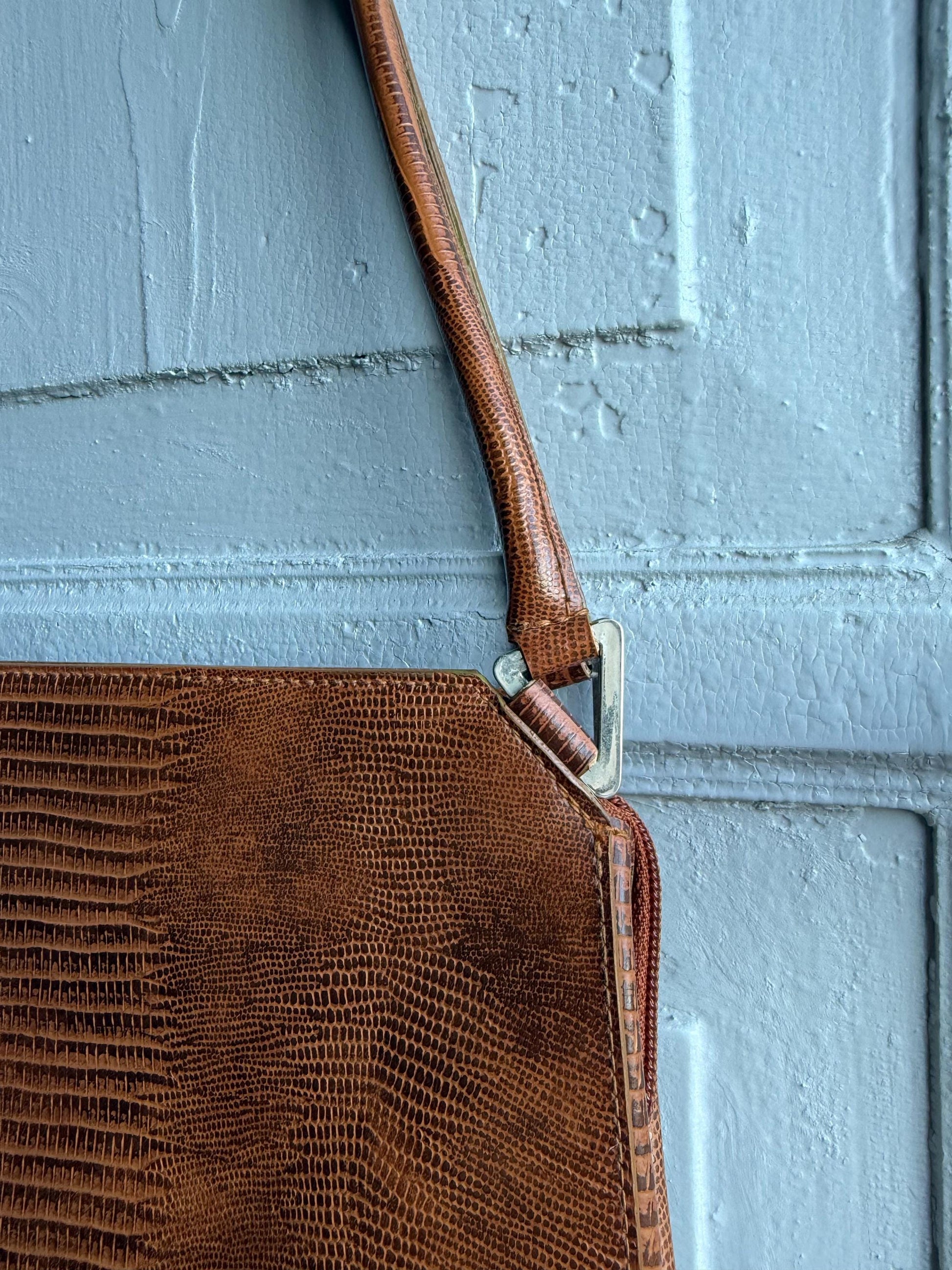 Vintage Brown Faux Snake Leather Handbag — additional view 10