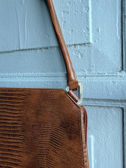 Vintage Brown Faux Snake Leather Handbag — additional view 10