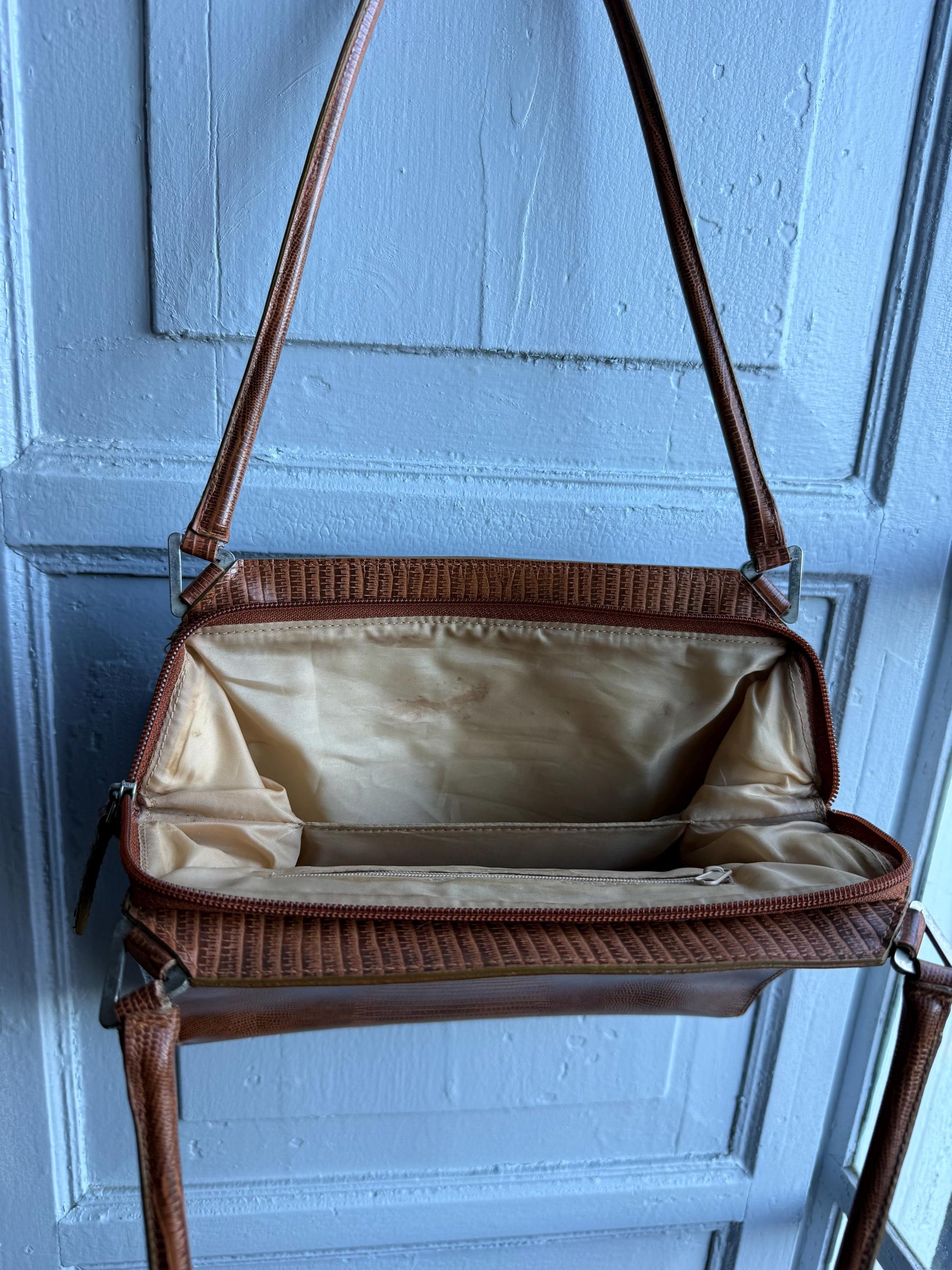 Vintage Brown Faux Snake Leather Handbag — additional view 11